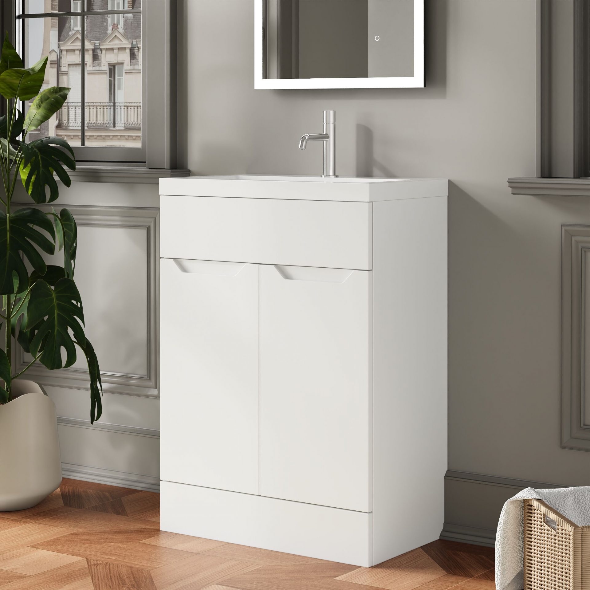 Nuie Lux Loave 600mm 2 Door Standard Floorstanding Unit – Matt White