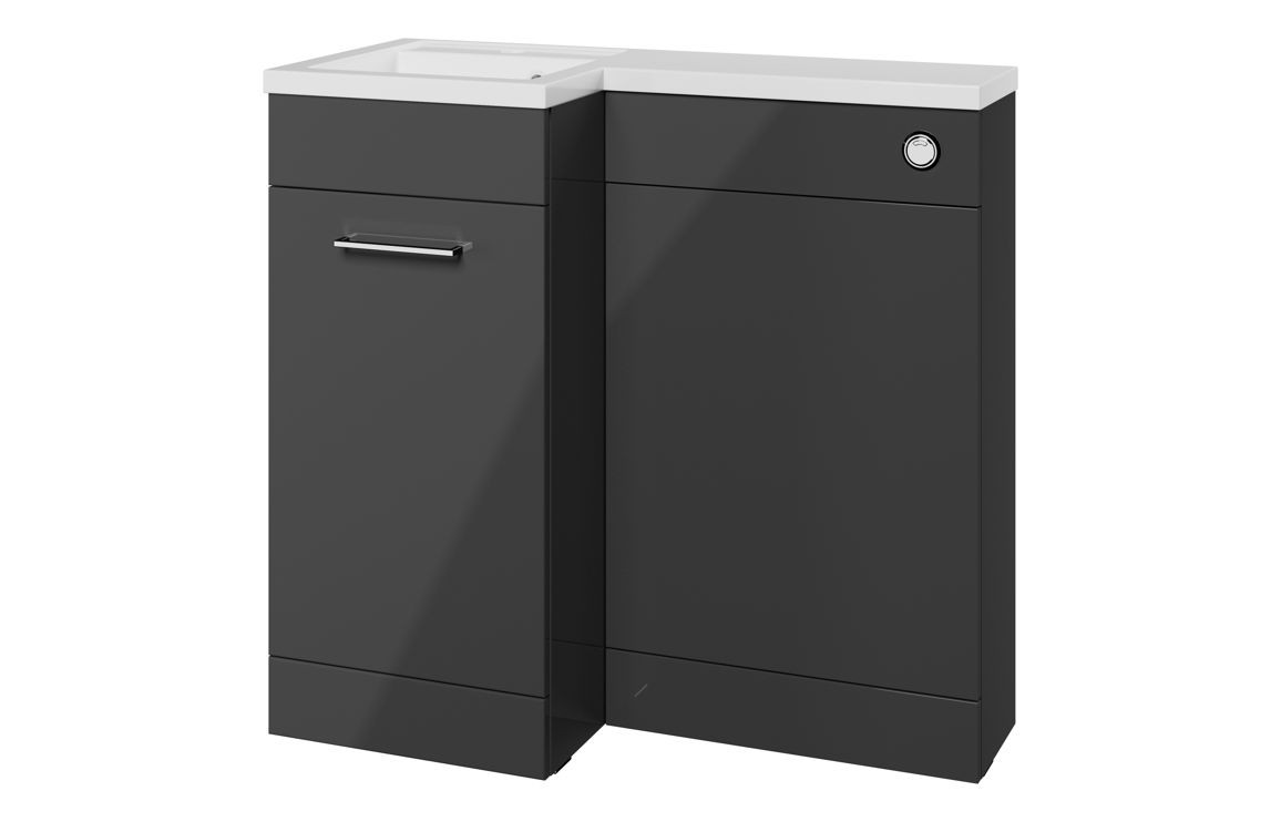 MyBathrooms Accents 900mm Floorstanding L-Shape Pack & Basin – Anthracite Gloss