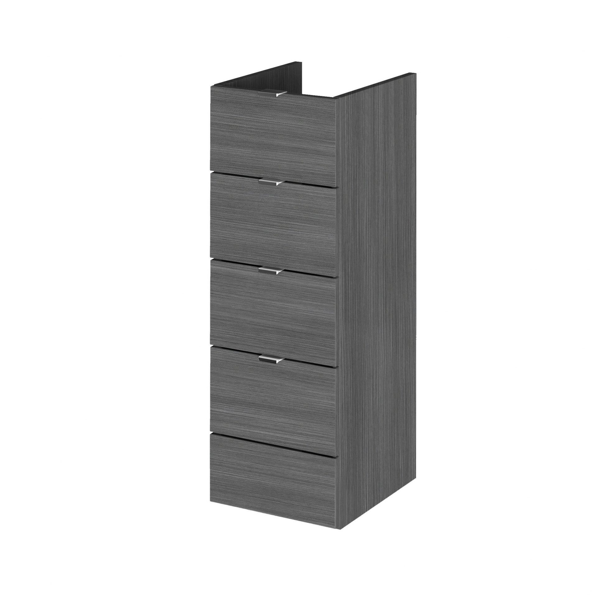 Hudson Reed Fusion Full Depth 300mm 4 Drawer Floor Standing Unit – Anthracite Woodgrain