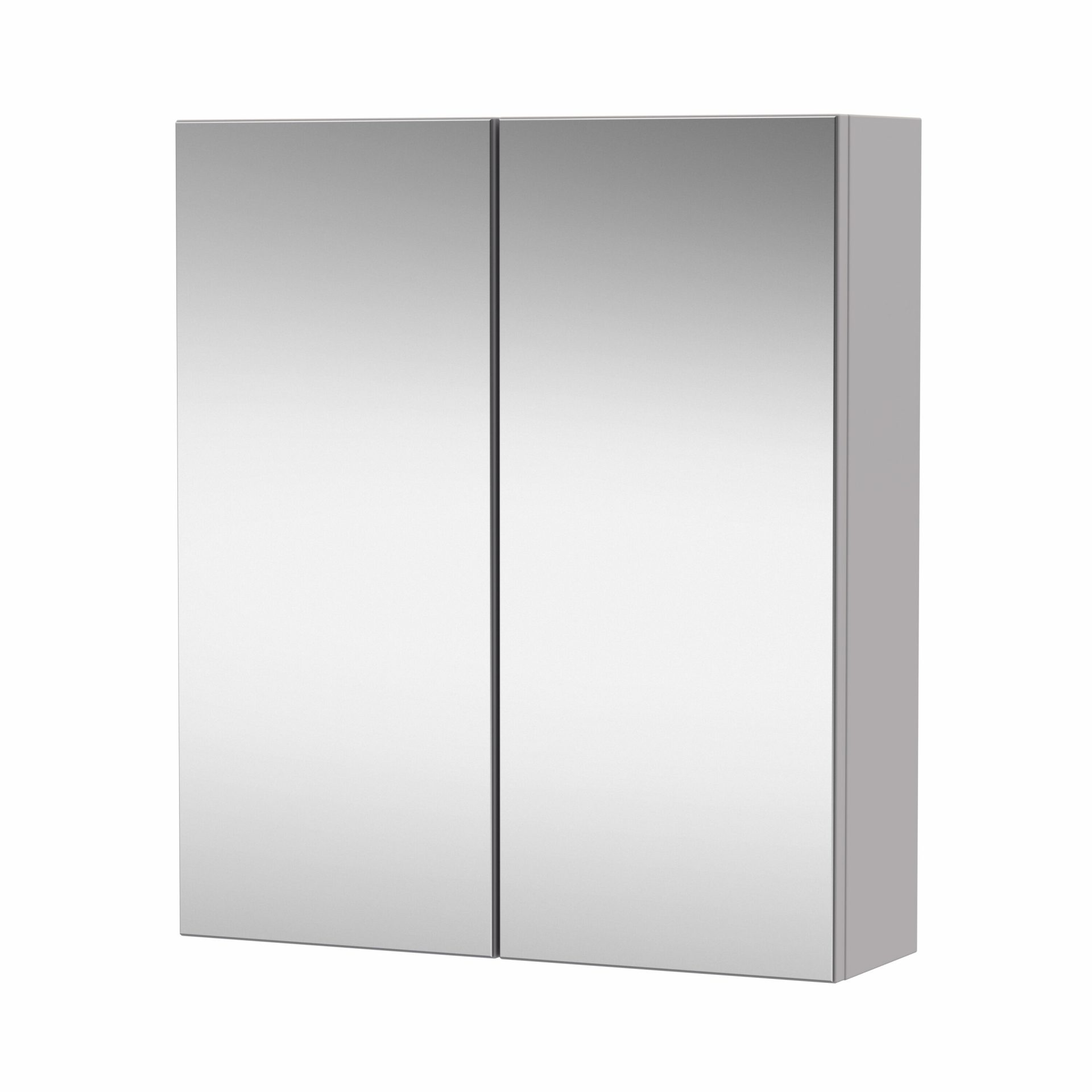 Nuie Lux Loave 600mm 2 Door Wall Mirror Cabinet – Pebble Grey