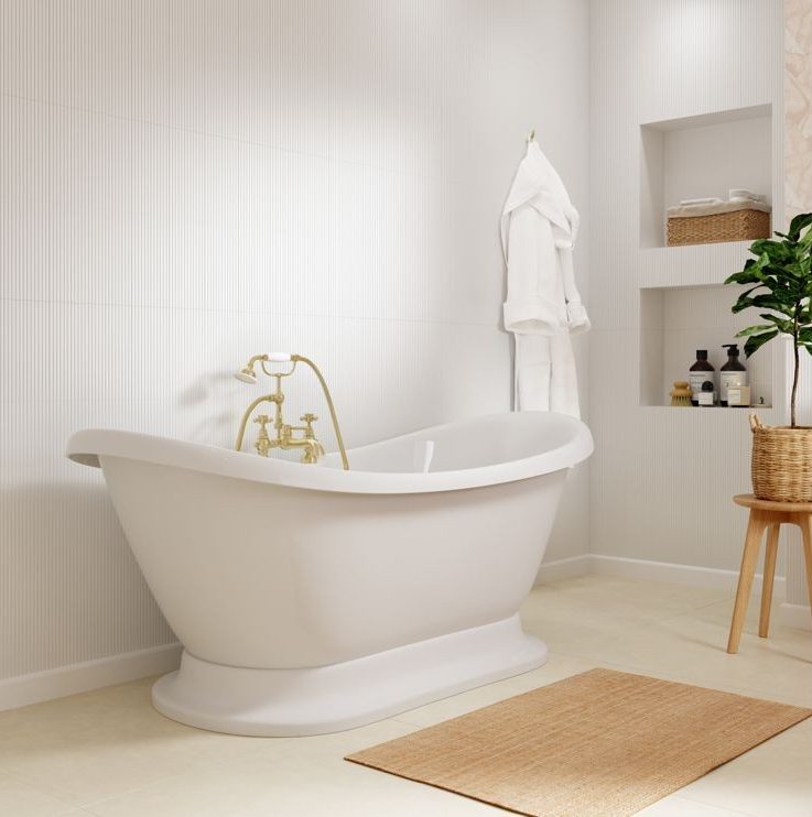 MyBathrooms Carlton Freestanding 1760x700x720mm 2TH Bath with Base