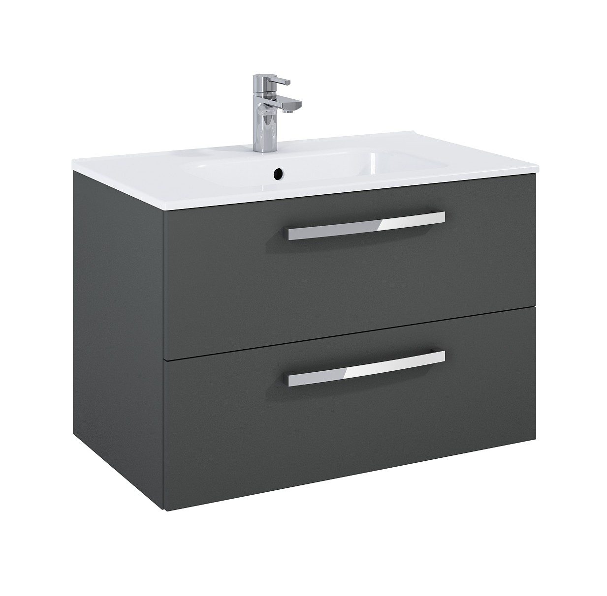 Aqua Aquatrend 800mm 2 Drawer Wall Hung Unit & Basin – Matt Anthracite