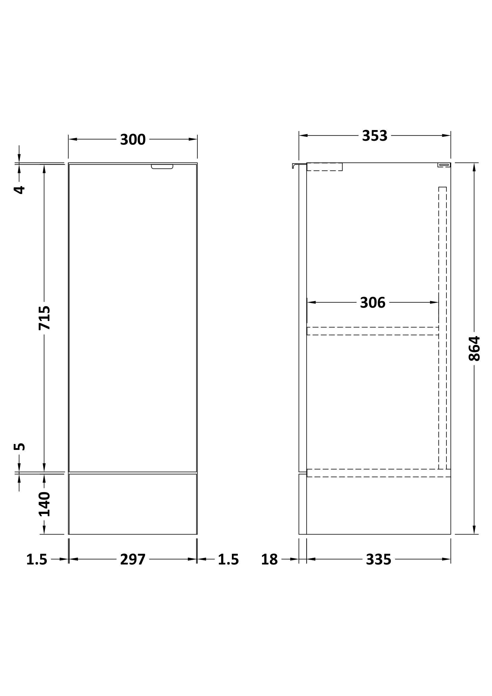 Hudson Reed Fusion Full Depth 300mm 1 Door Floor Standing Base Unit – Gloss White