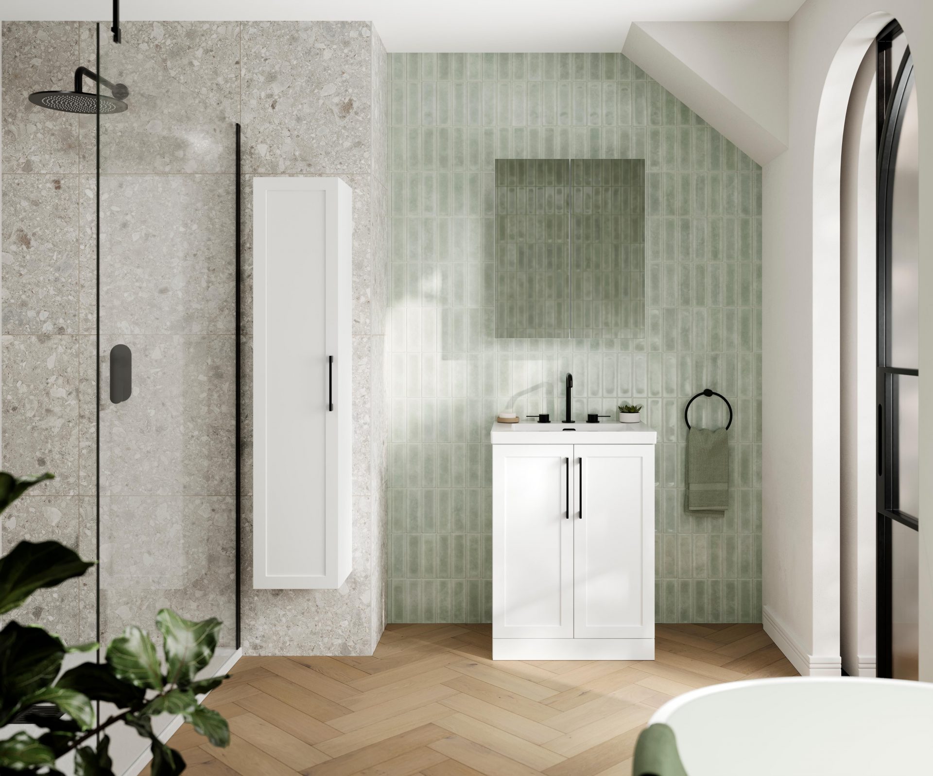 Nuie Lux Larck 800mm 2 Door Floorstanding Vanity Unit – Matt White