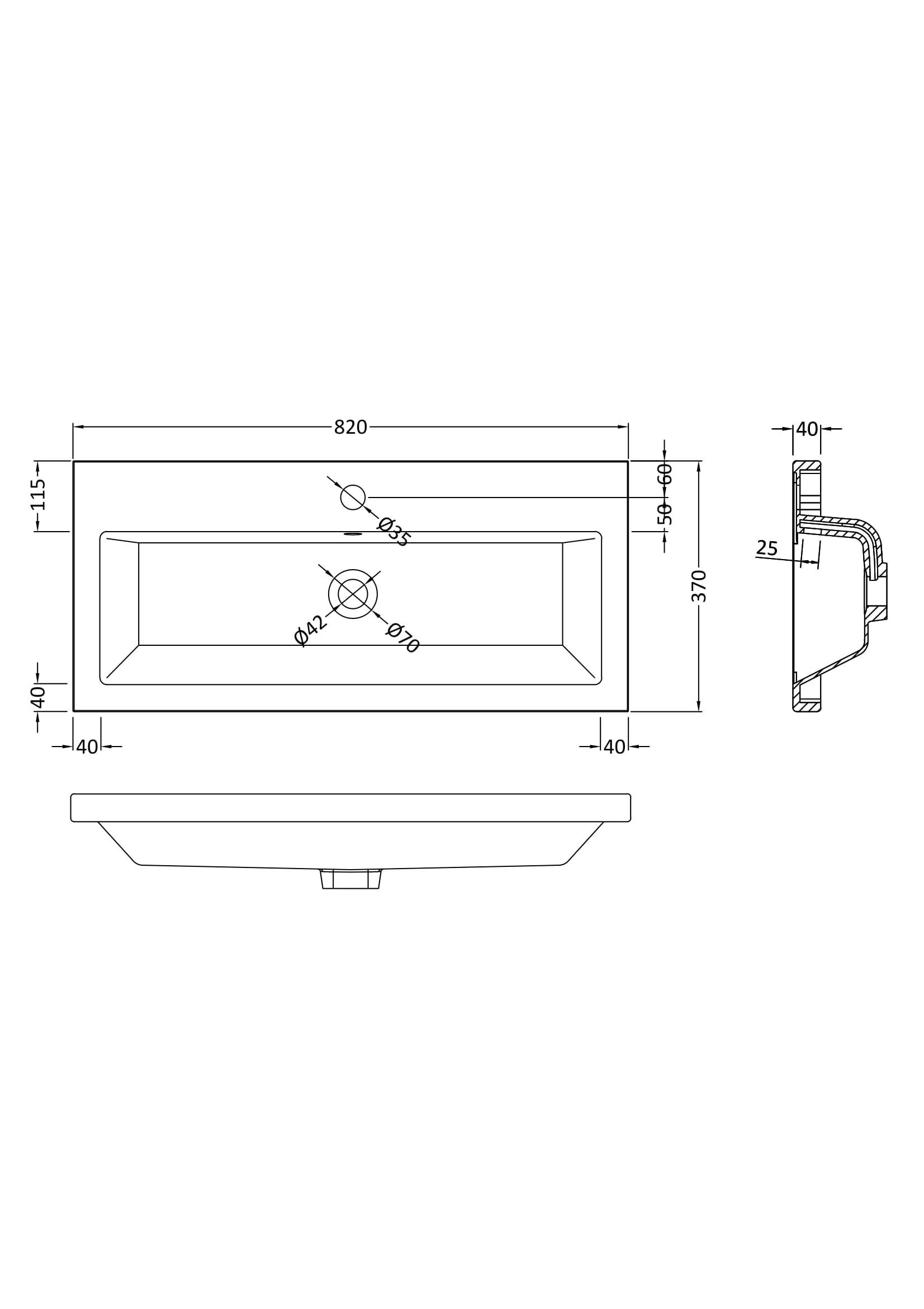 Nuie Lux 1TH 820mm Ceramic Basin