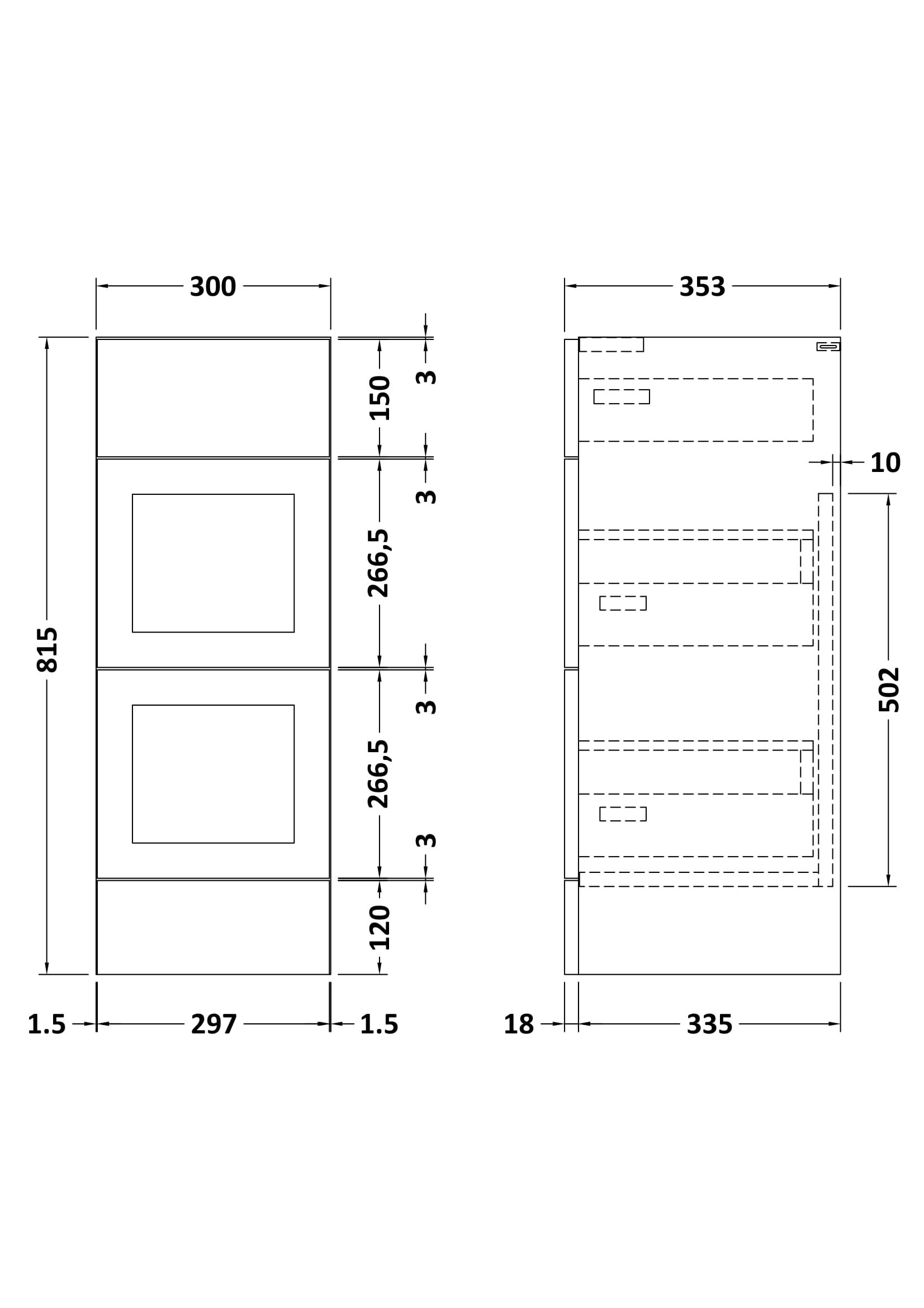 Nuie Lux Fable 300mm 3 Drawer Standard Floorstanding Unit – Matt White