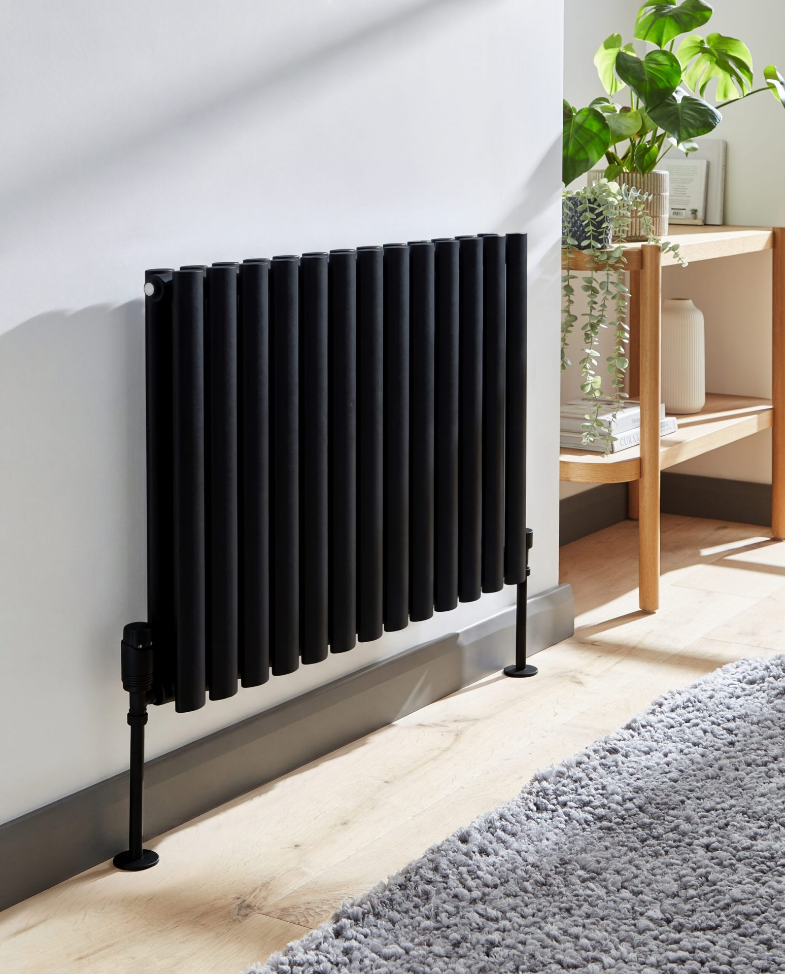 Kartell Aspen Designer Horizontal Single Radiator – Matt Black