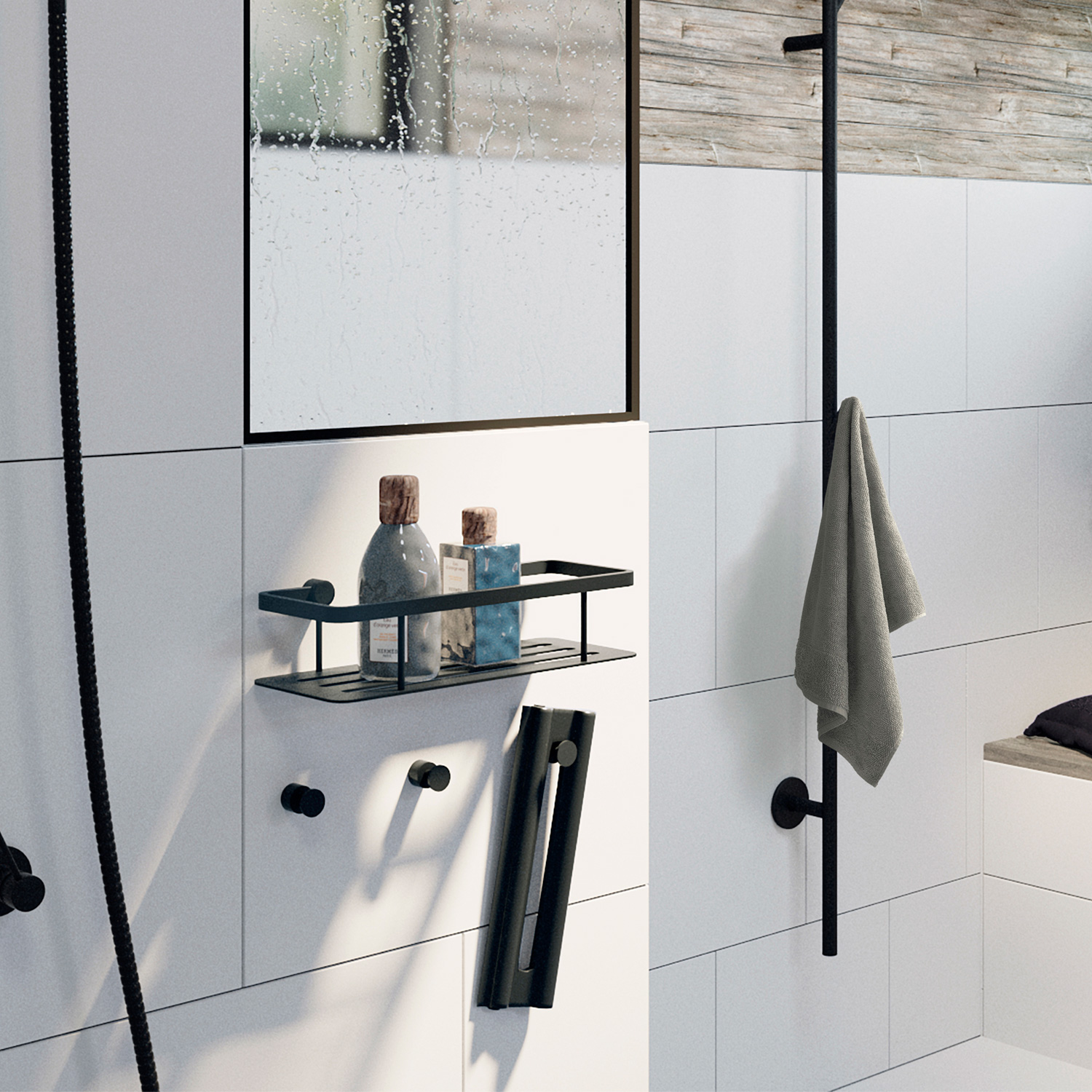 Smedbo Sideline Shower Squeegee with Easy-Grip Handle – Matt Black