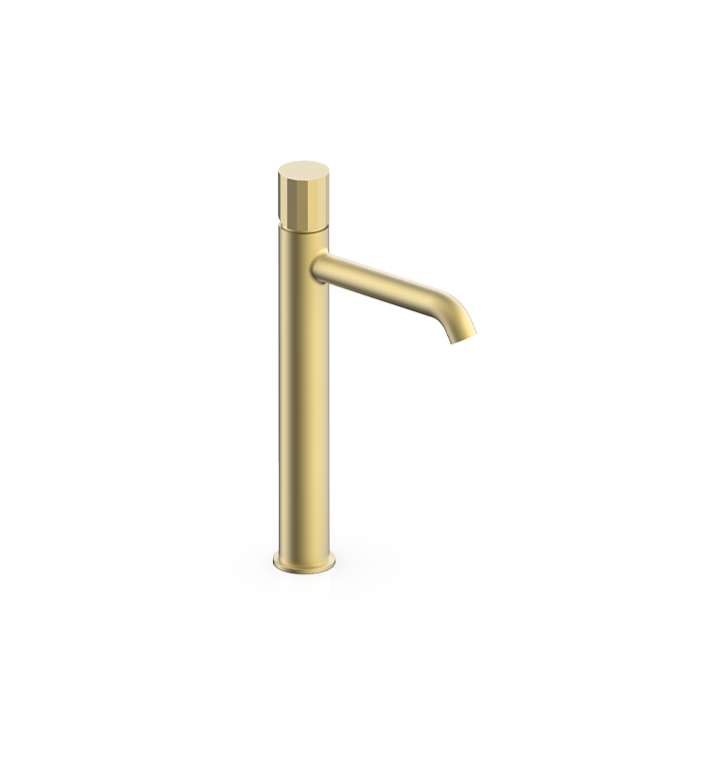 Tissino Esclusiva Arturo Tall Basin Mono Tap with Wide Fluted Handle – Brushed Brass