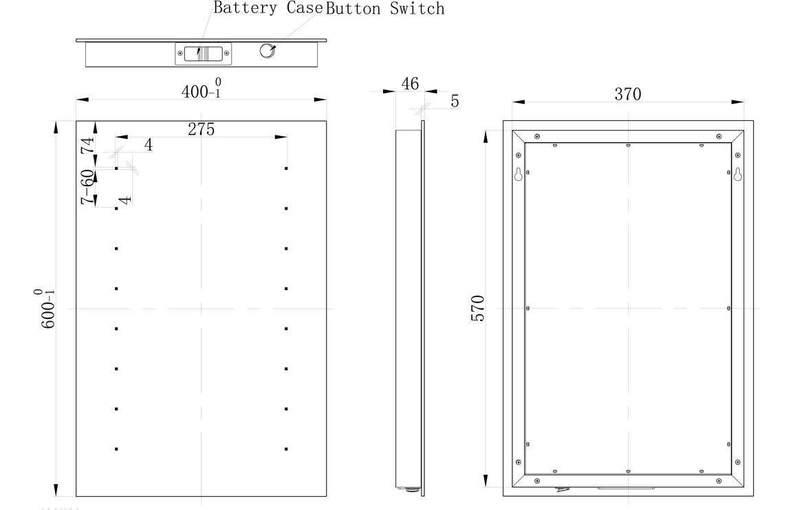 Megara Rectangle Battery-Operated LED Mirror