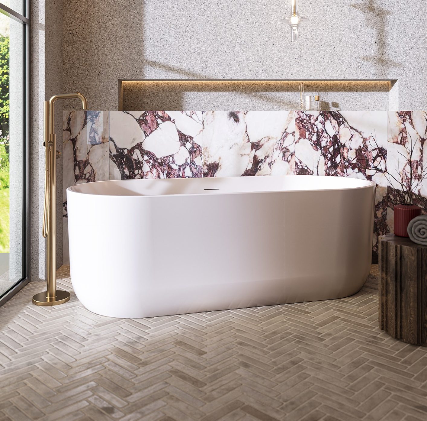 Scudo Eden Oval Freestanding Bath 1700x800mm – Gloss White