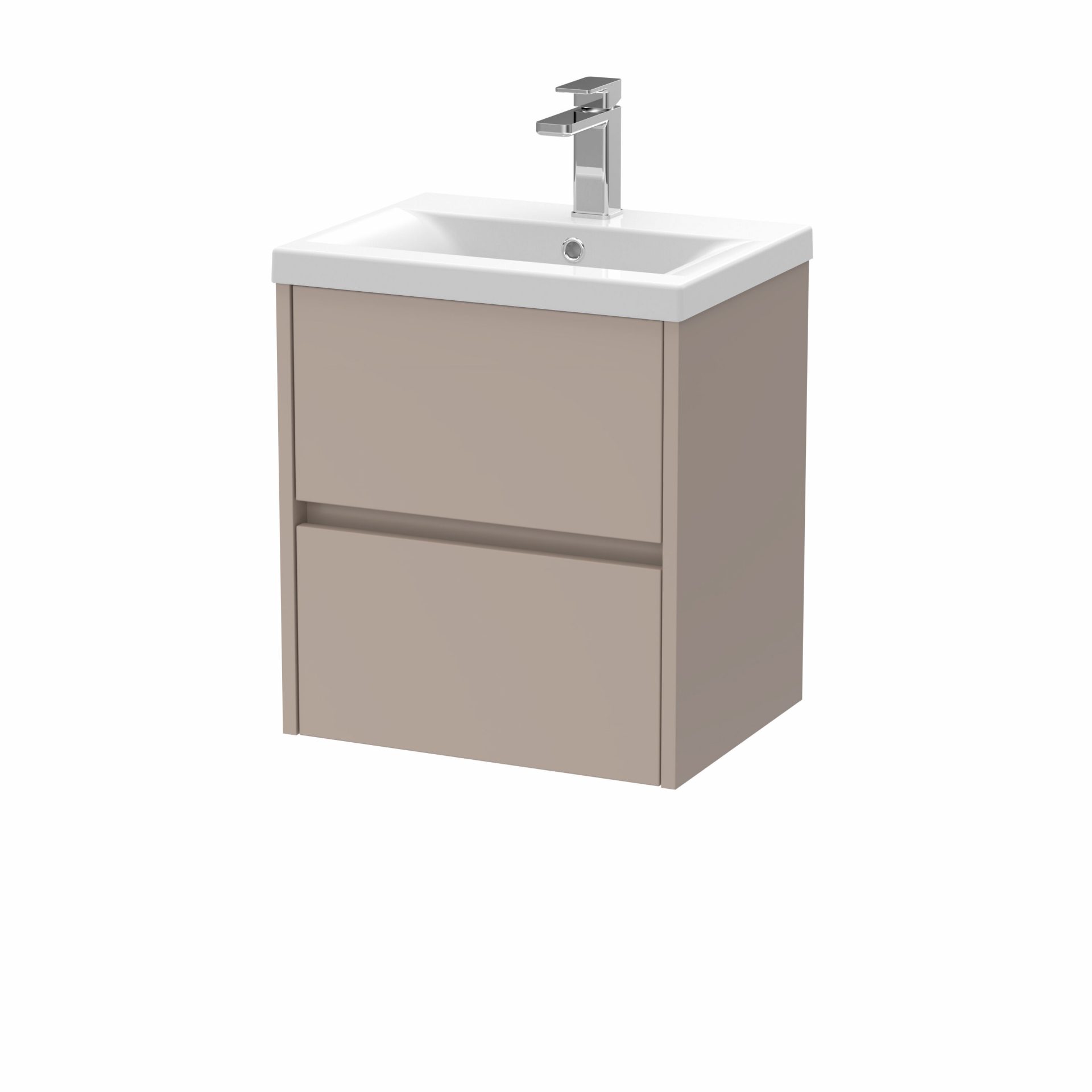 Nuie Havana 500mm 2 Drawer Wall Hung Unit & Mid Edge Basin – Soft Linen