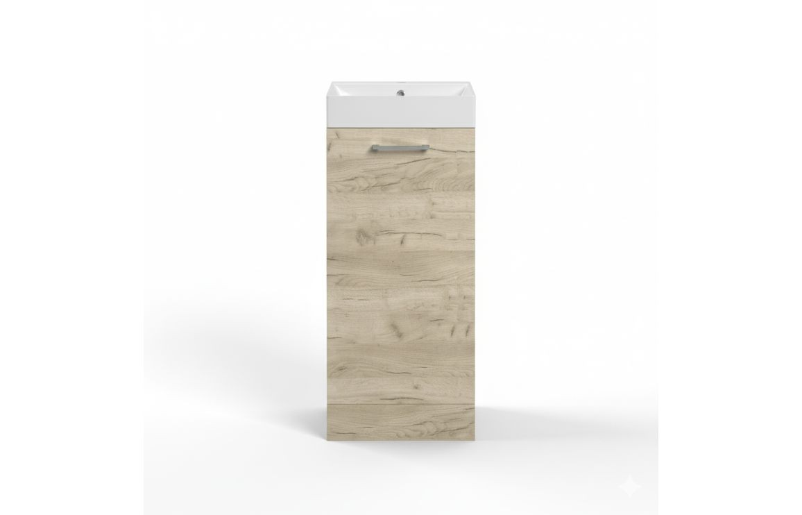 MyBathrooms Otley 410mm Floor Standing 1 Door Basin Unit & Basin – Oak