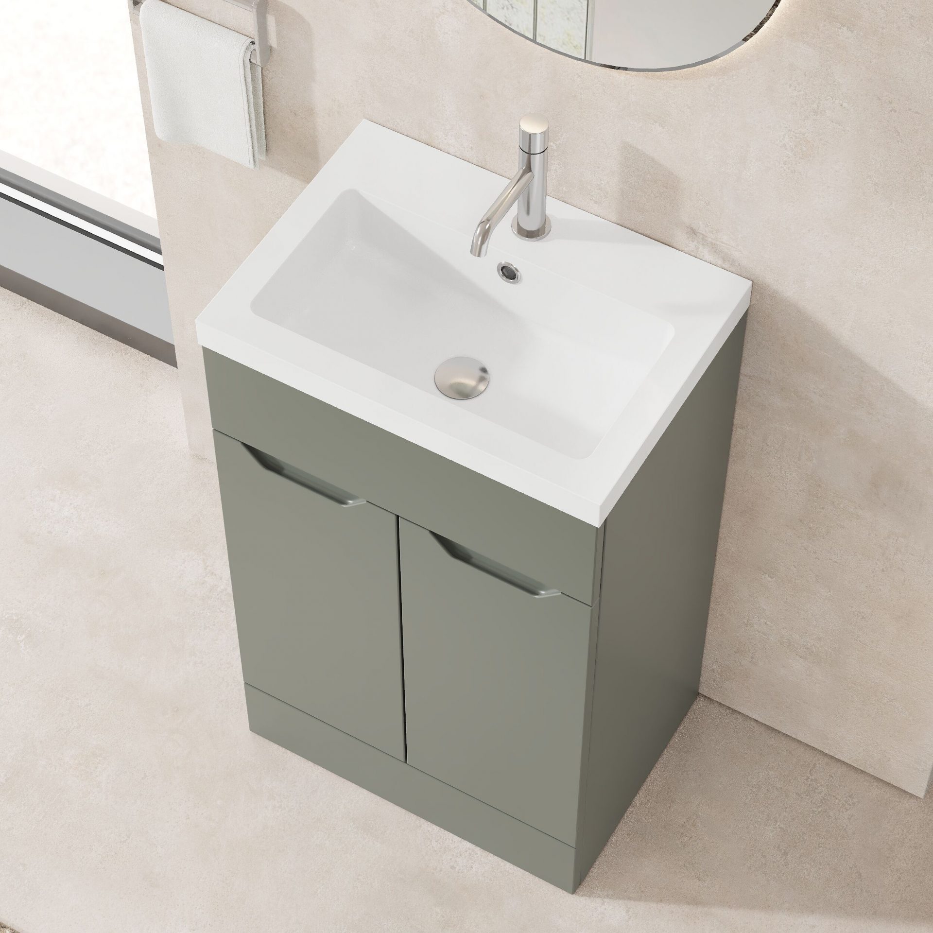Nuie Lux Loave 500mm 2 Door Standard Floorstanding Unit – Fern Green