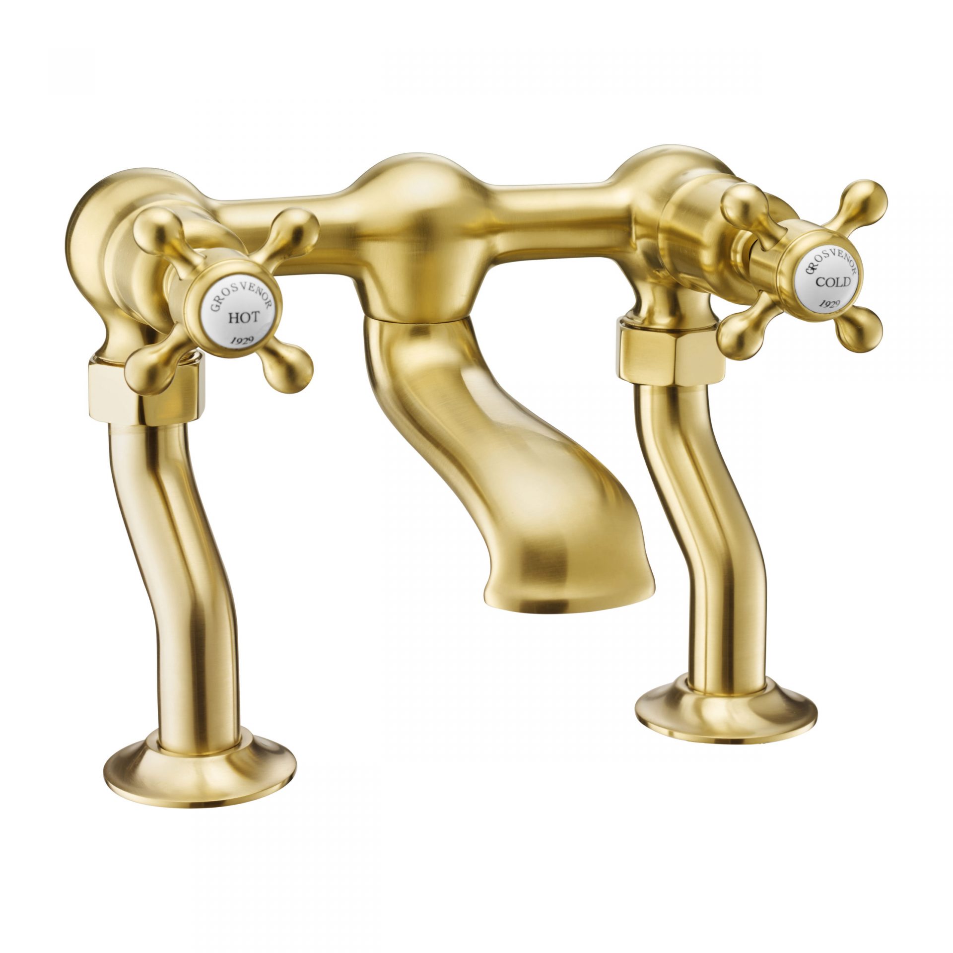Jtp Grosvenor Deck Mounted Bath Filler – Brushed Brass