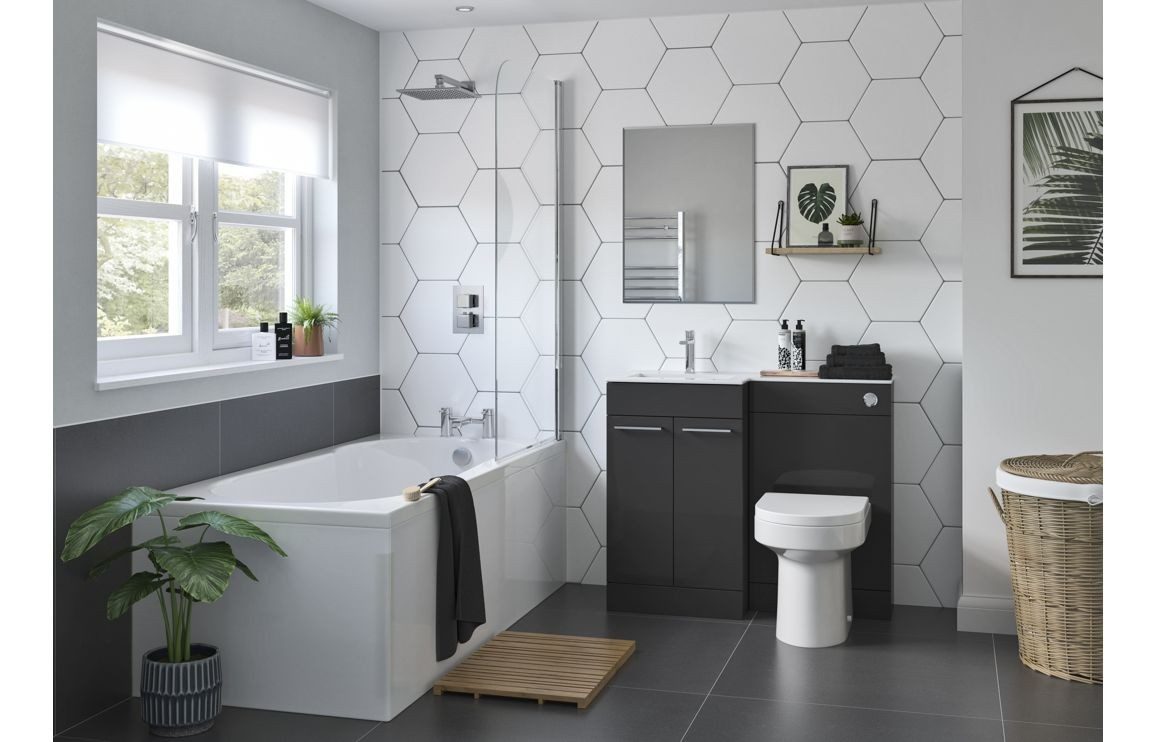 MyBathrooms Accents 1000mm Floorstanding L-Shape Pack & Basin – Anthracite Gloss