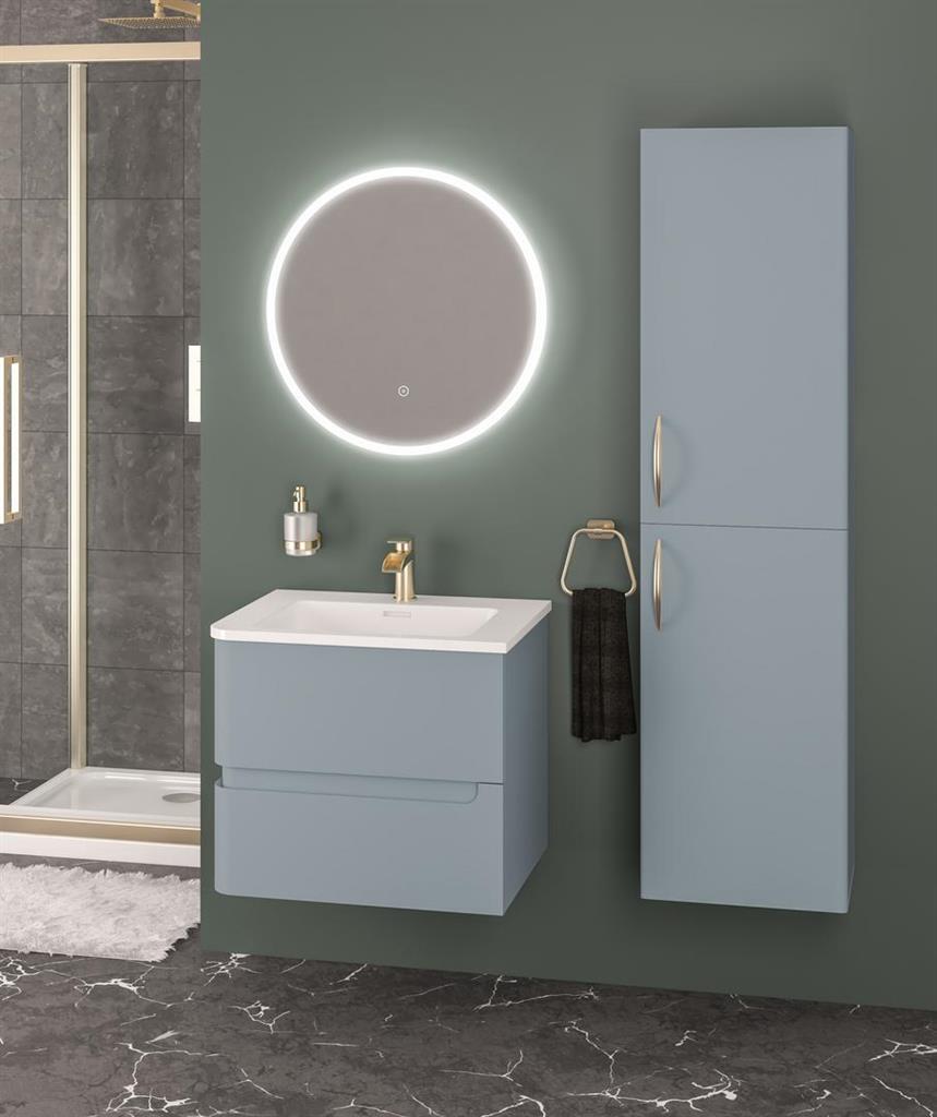 Eastbrook Arda 600mm 2 Drawer Wall Hung Unit & Basin, LH – Matt Grey