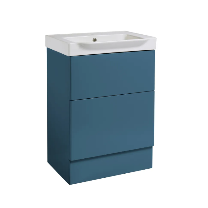 Roper Rhodes Academy 600mm 2 Drawer Freestanding Unit & Basin – Matt Derwent Blue