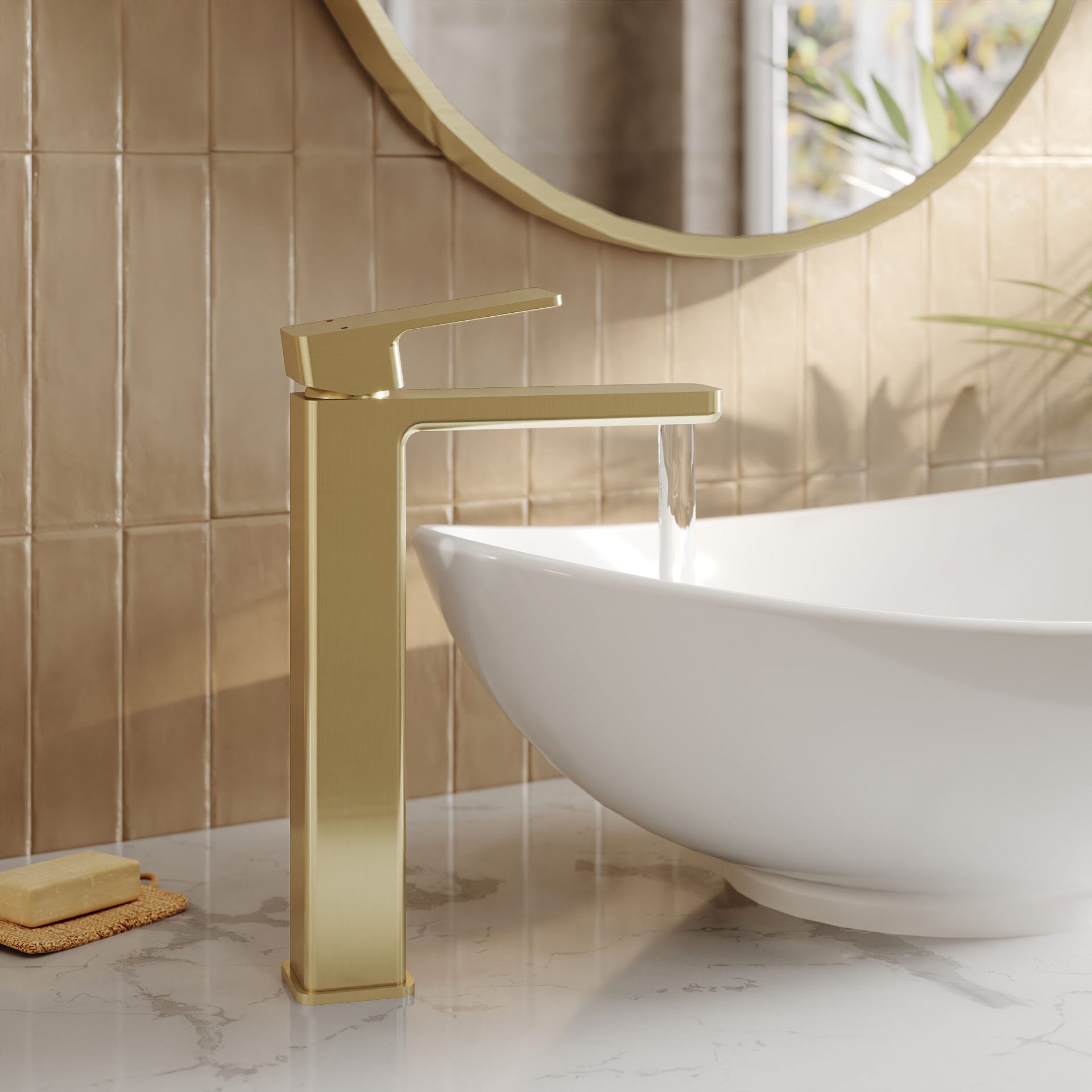 Windon High-Rise Mono Basin Mixer – Brushed Brass
