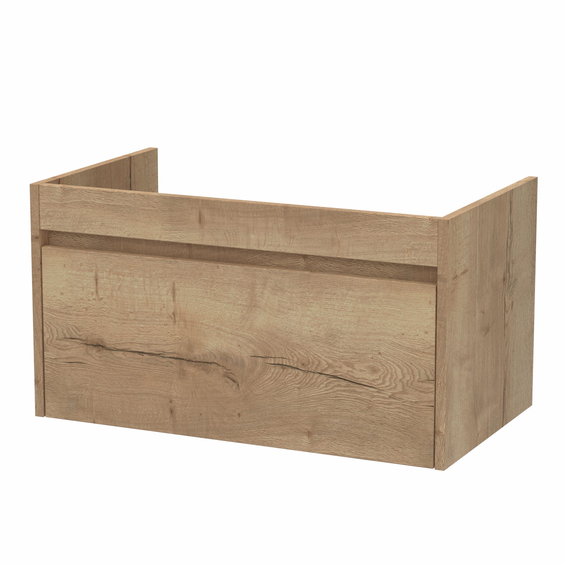 Nuie Lux Loftwood 800mm 1 Drawer Wall Hung Vanity Unit – Autumn Oak