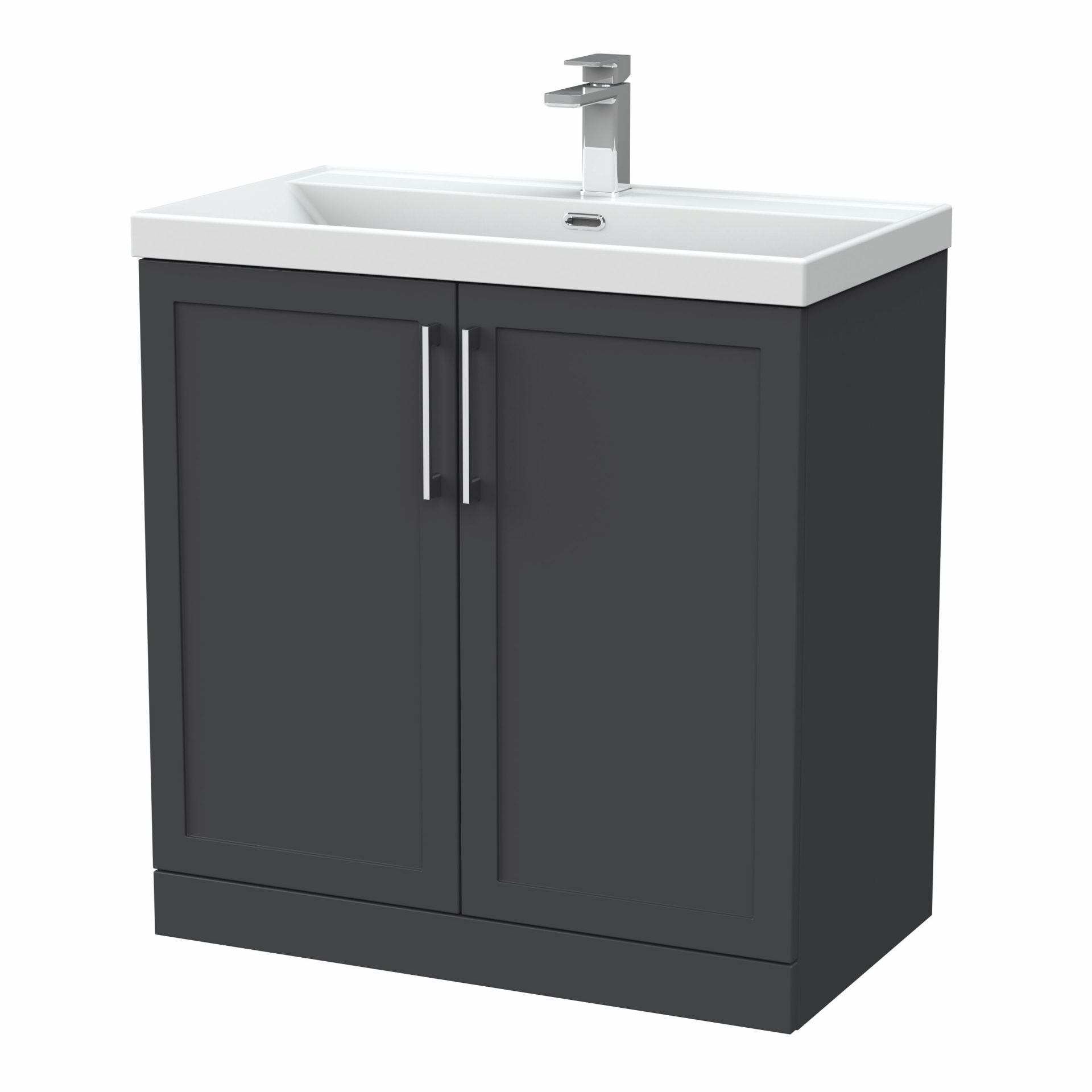 Nuie Lux Larck 800mm 2 Door Floorstanding Vanity Unit – Soft Black