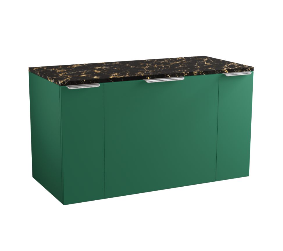 MyLife Keva 200+600+200mm 3 Drawer Wall Mounted Unit & Optional Worktop – Pine Green Matt
