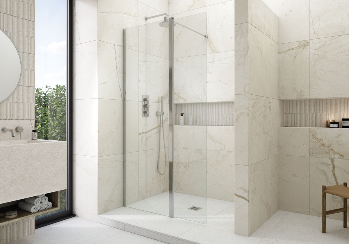 Kudos Siona Wetroom Panel incl. Wall Post Kit & Fixing Kit – Chrome
