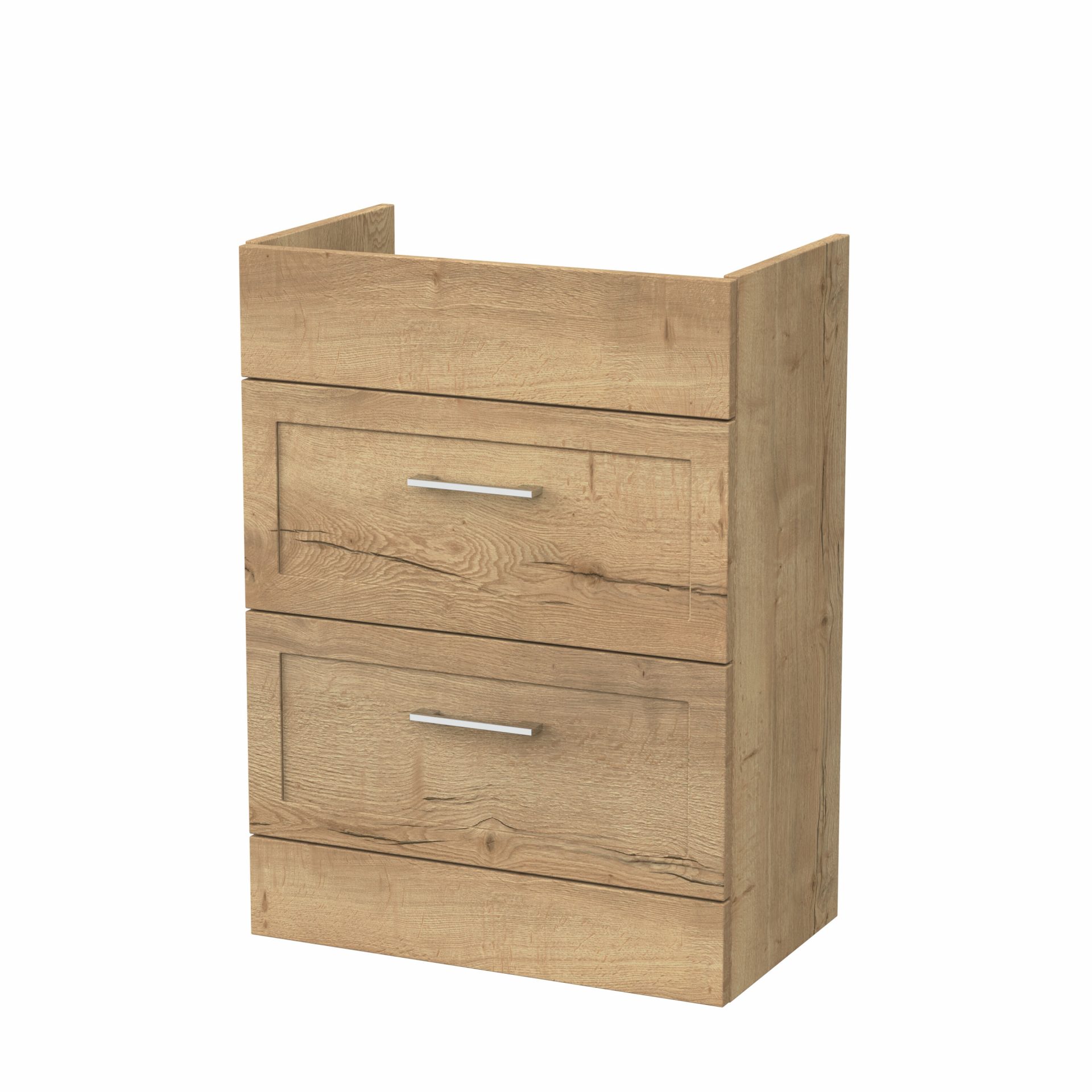 Nuie Lux Fable 600mm 2 Drawer Standard Floorstanding Unit – Autumn Oak