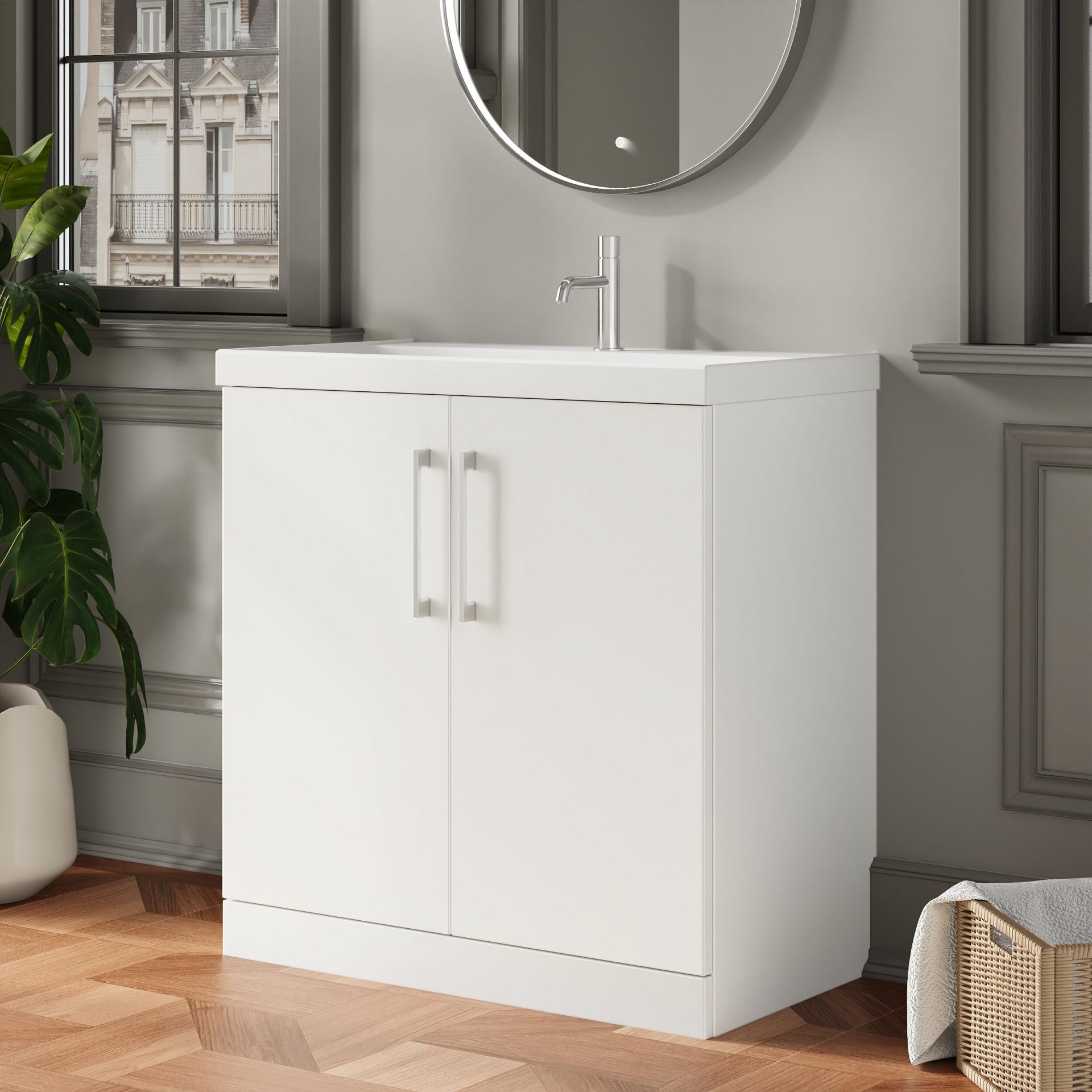 Nuie Lux Kivo 800mm 2 Door Floorstanding Vanity Unit – Matt White
