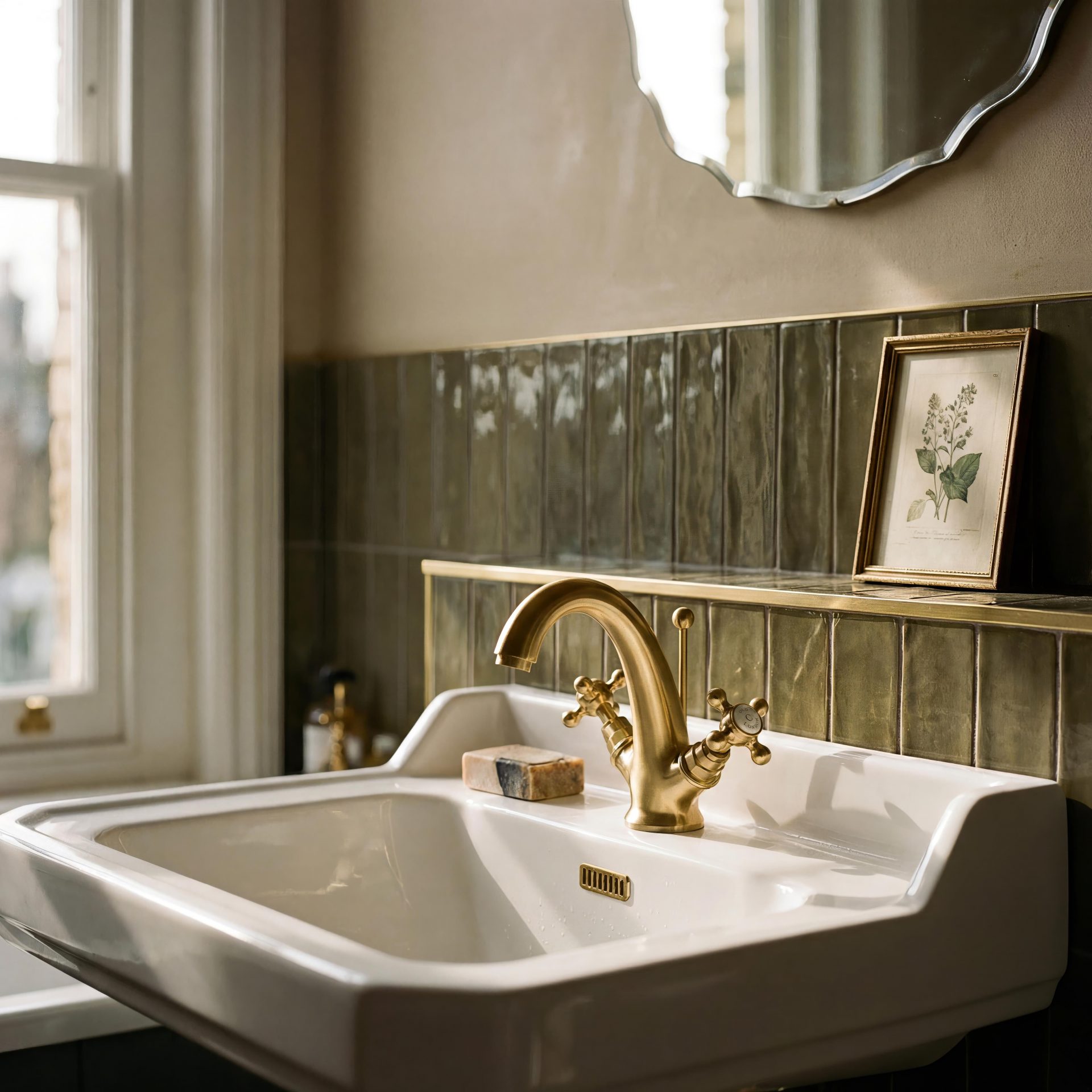 Old London Richmond Standard Height 1TH 600mm Ceramic Basin & Pedestal