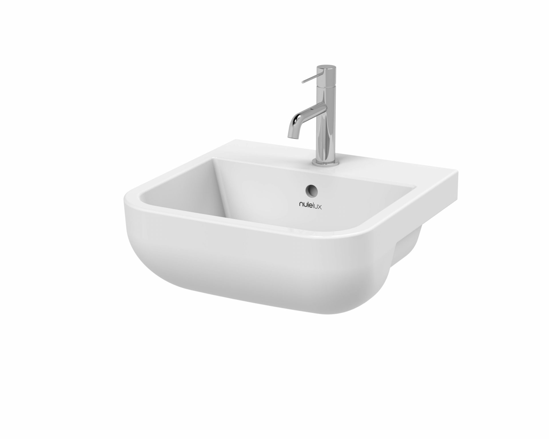 Nuie Lux 1TH 420mm Ceramic Square Semi-Recessed Basin