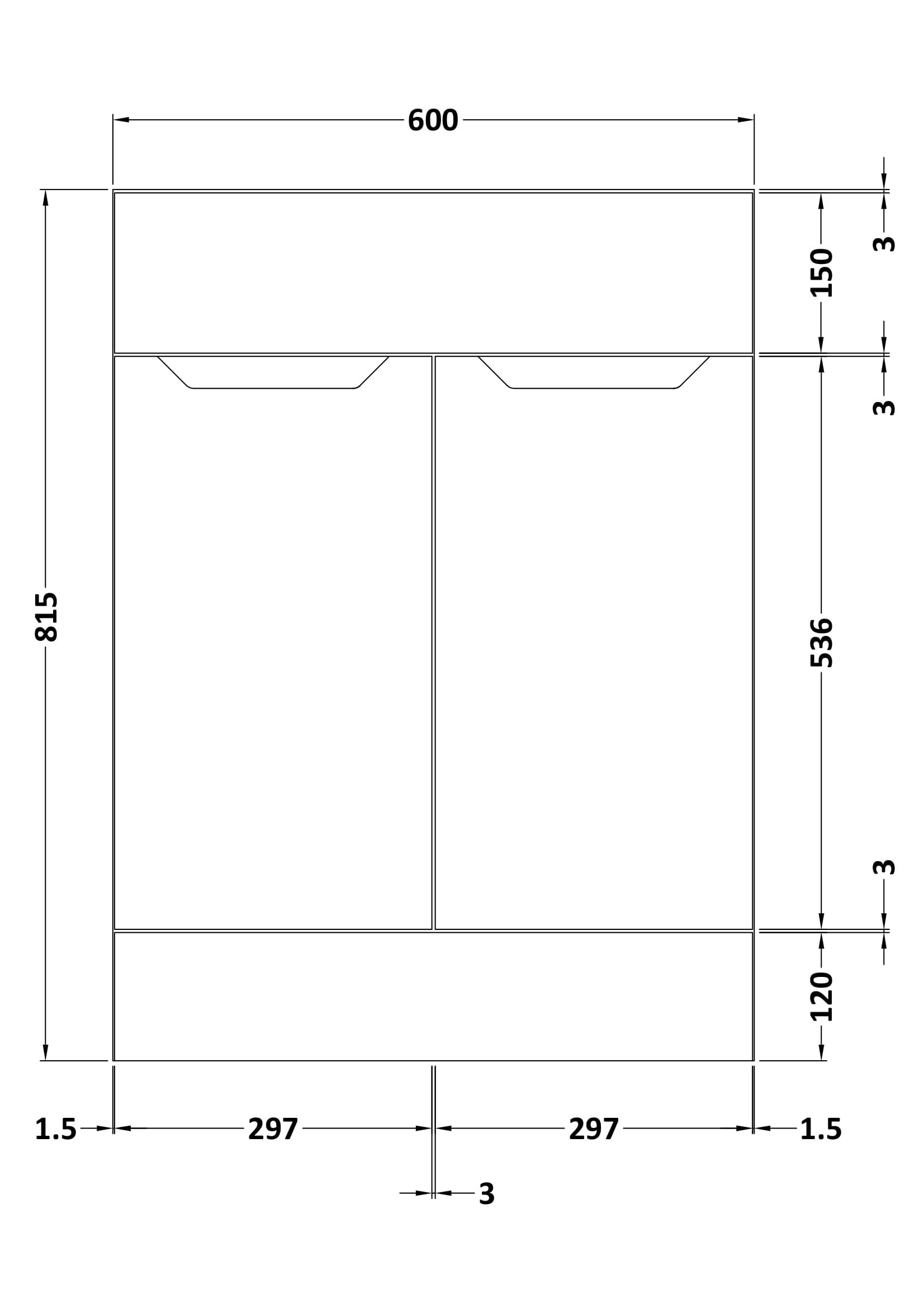 Nuie Lux Loave 600mm 2 Door Standard Floorstanding Unit – Matt White