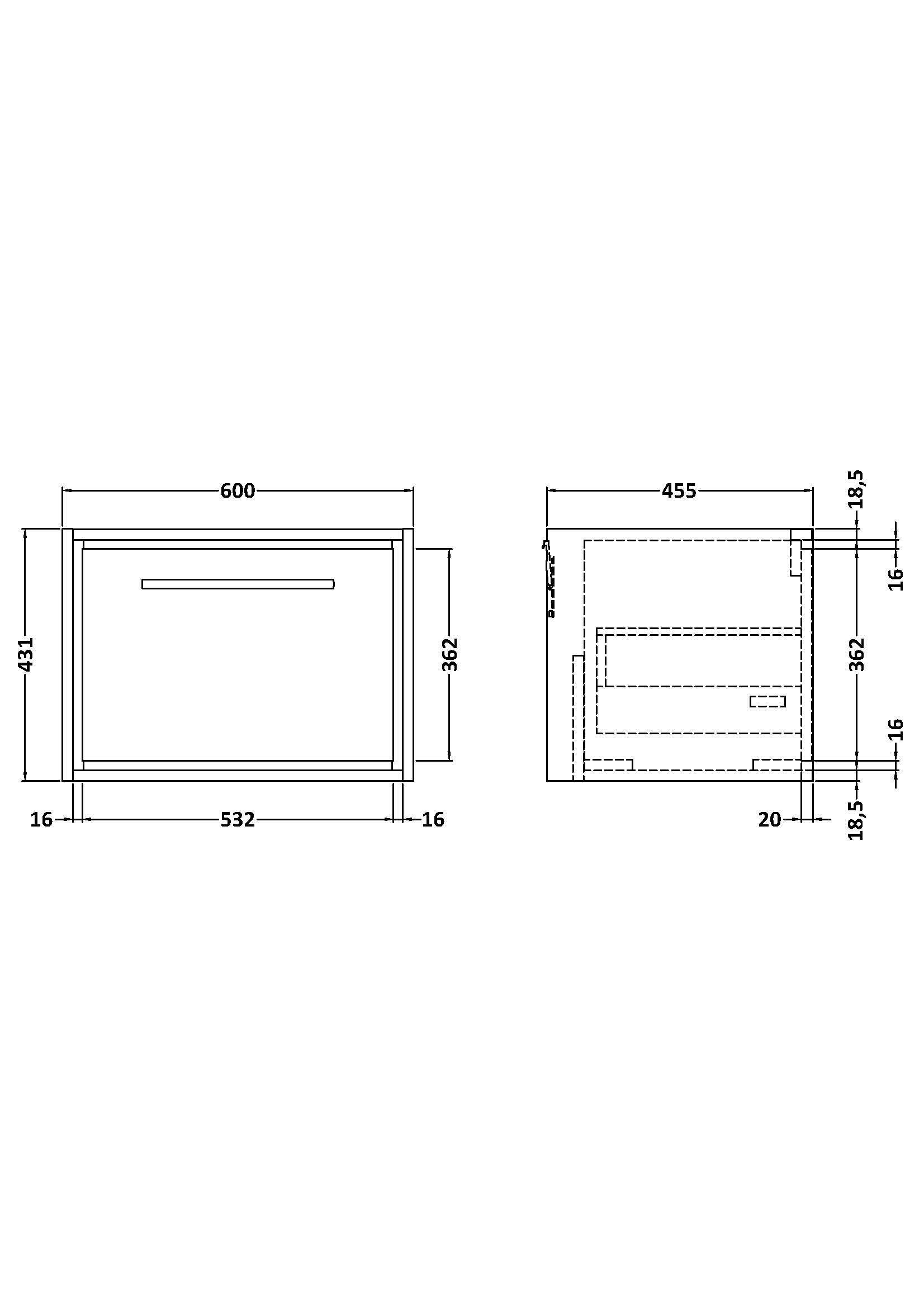 Hudson Reed Lille 600mm 1 Drawer Wall Hung Vanity Unit & Optional Basin – Graphite Grey
