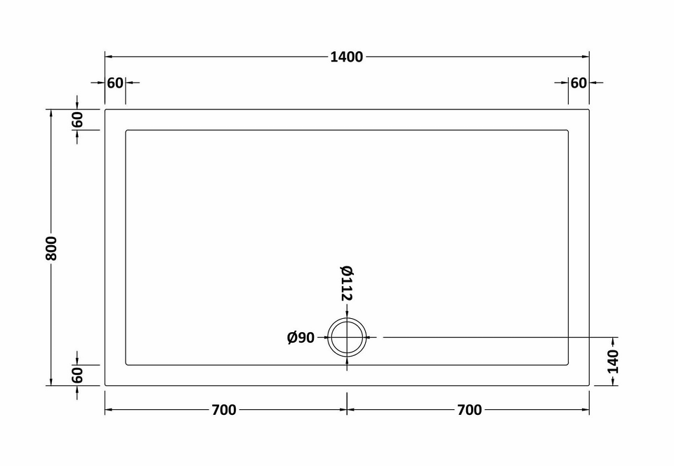 1400 x 800mm Brushed Brass Single Sliding Shower Enclosure With White Tray
