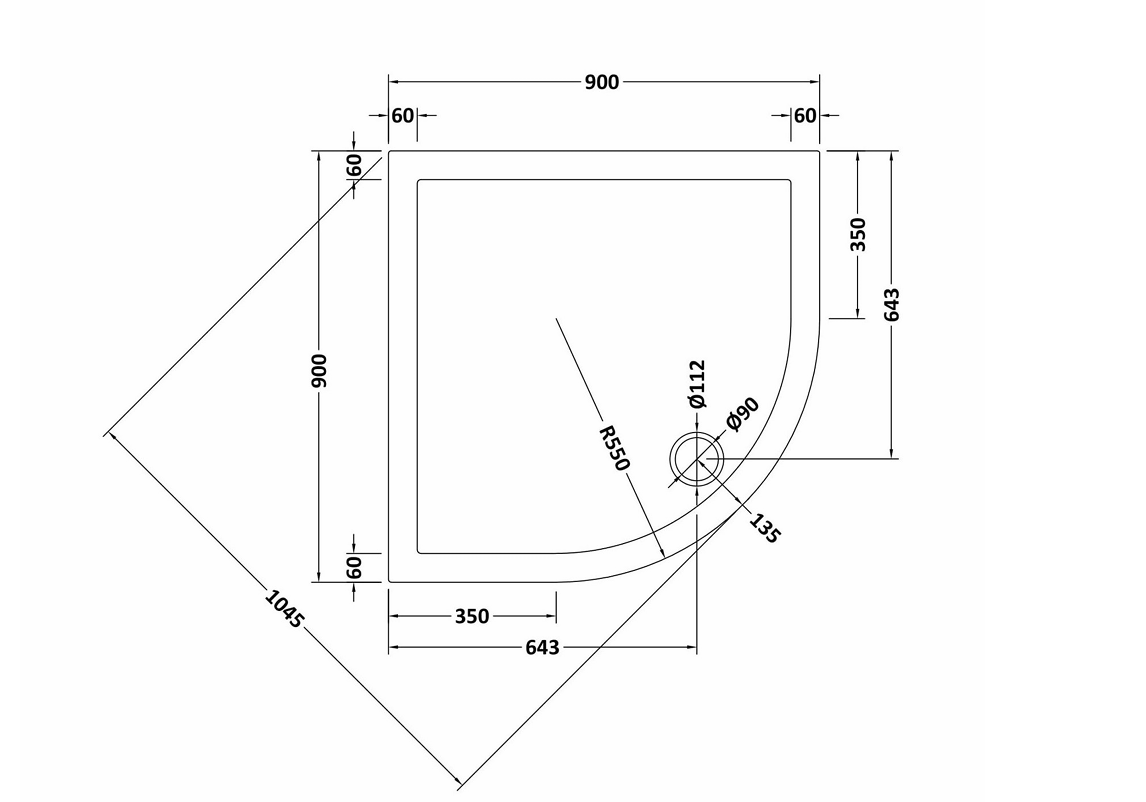 900mm Chrome Quadrant Shower Enclosure With White Tray, Waste and Round Thermostatic Shower Kit