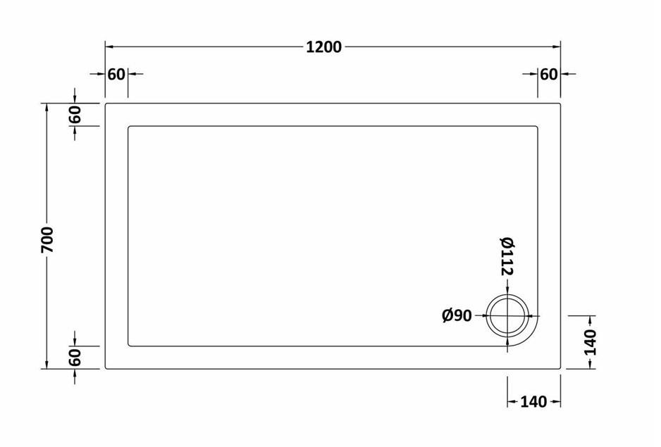 1200 x 700mm Brushed Brass Single Sliding Shower Enclosure With White Tray