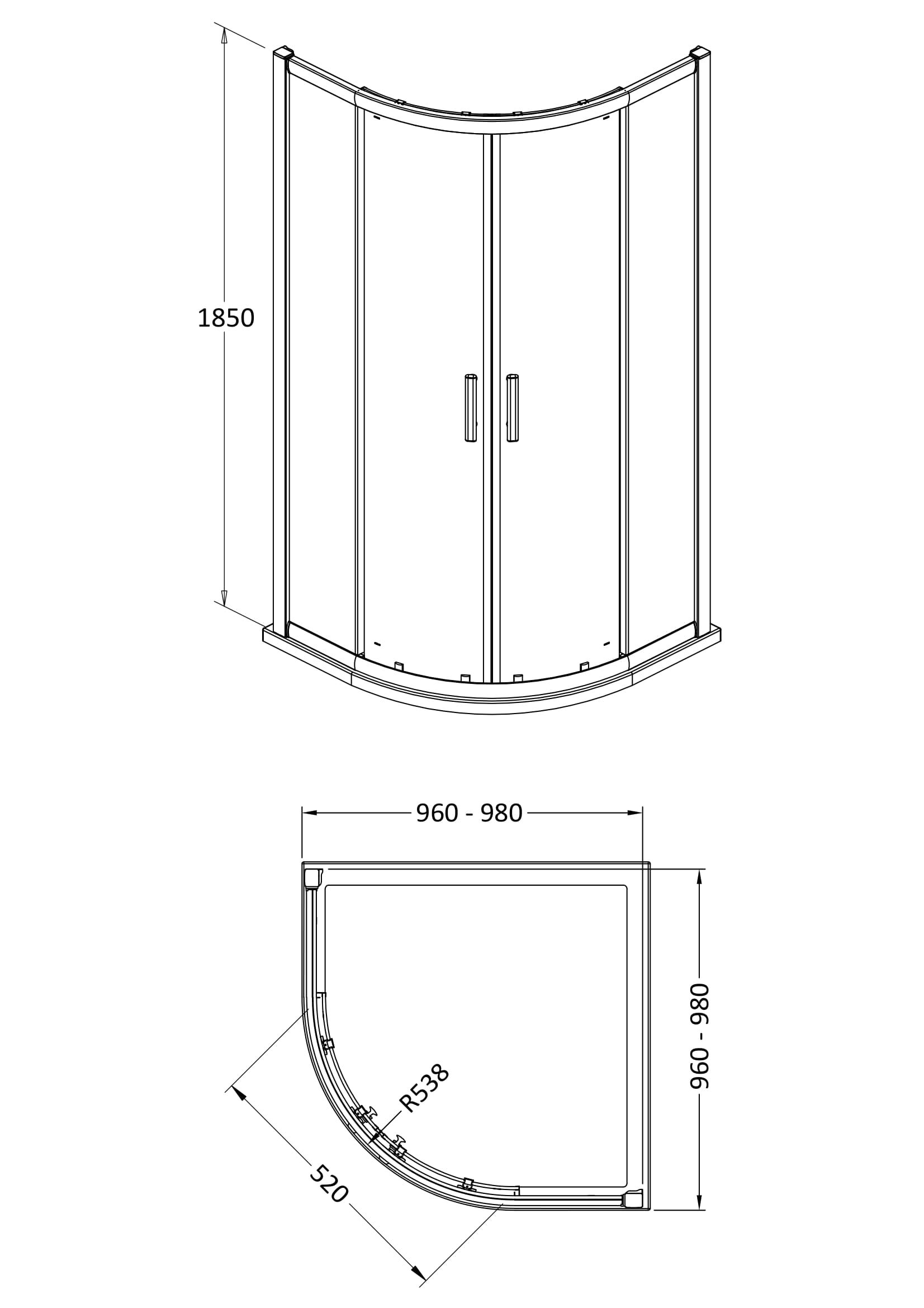 Hudson Reed Pacific Quadrant Shower Enclosure – 6mm Glass – Chrome
