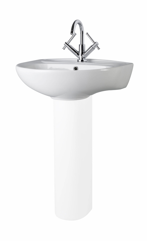 1700 x 700mm Round Single Ended Bath, Pan & Cistern, Basin & Pedestal