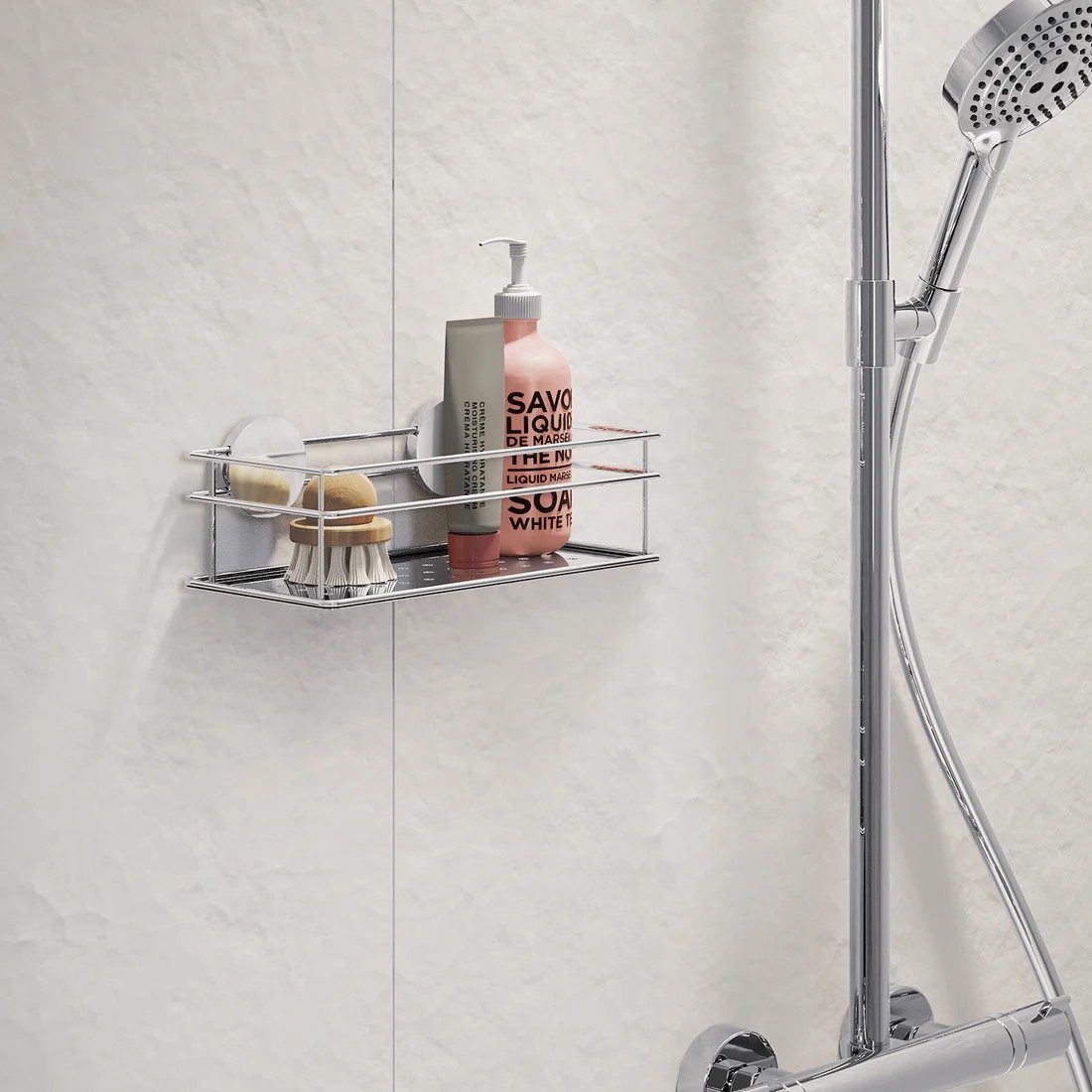 Smedbo Beslagsboden Shower Basket, Self-adhesive – Chrome