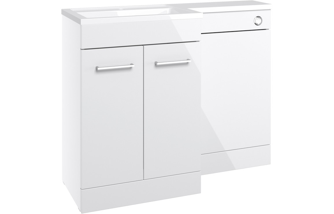 MyBathrooms Accents 1000mm Floorstanding L-Shape Pack & Basin – White Gloss