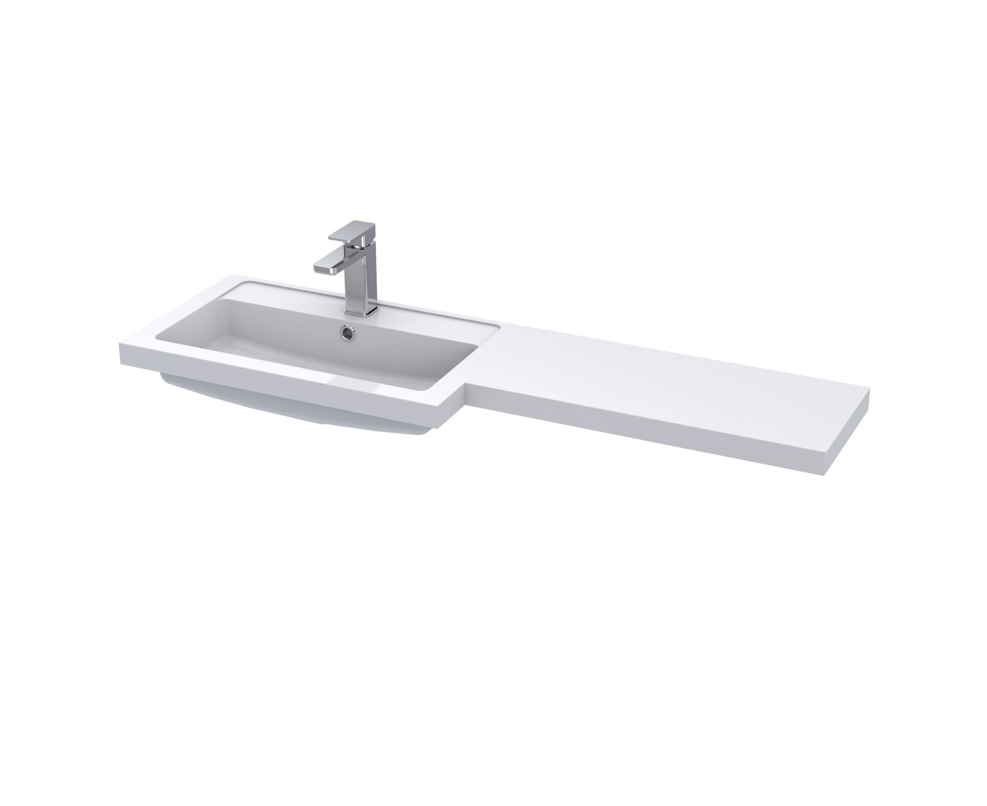 Hudson Reed Fusion 1 Tap Hole 1200mm Square L-Shaped Polymarble Basin