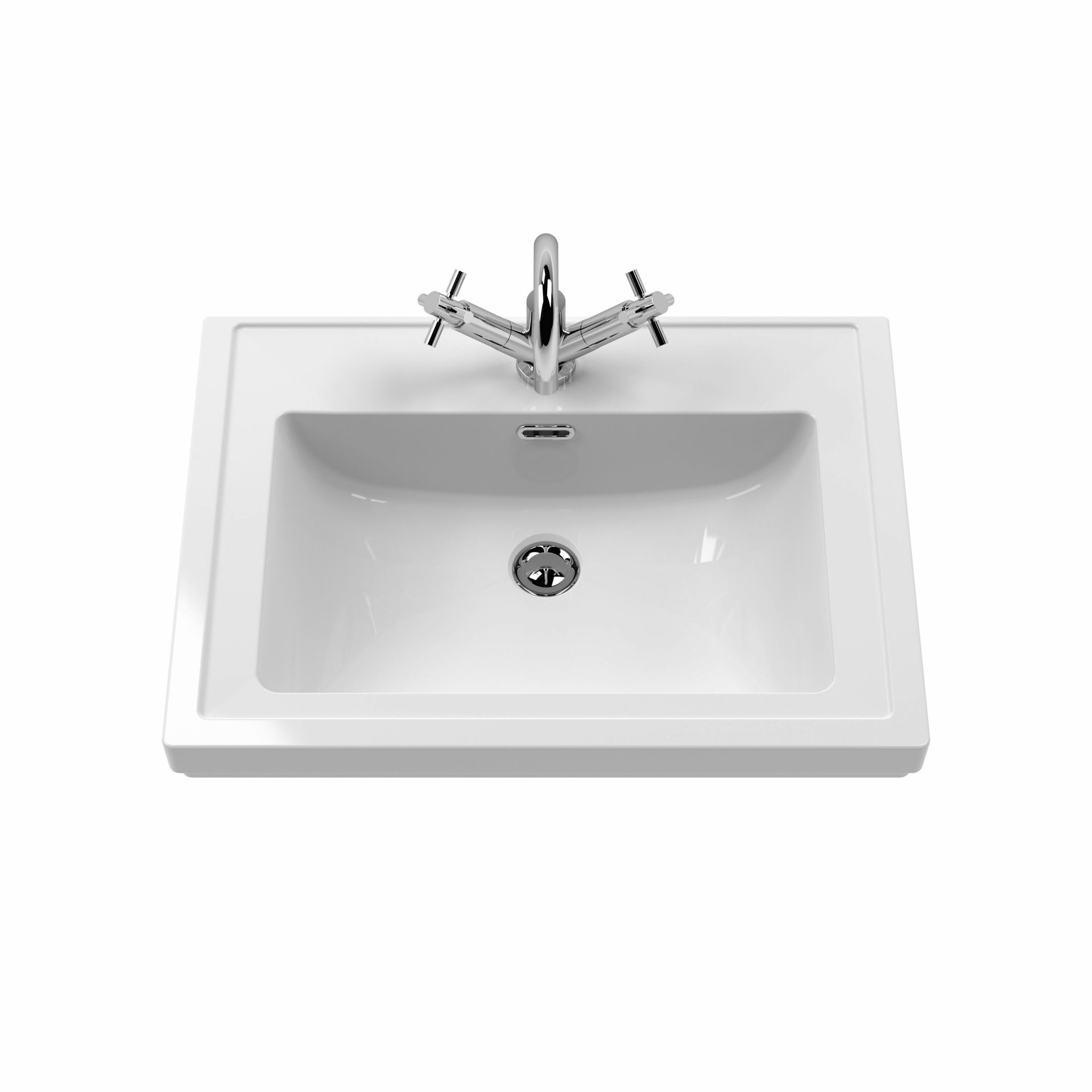 Old London Bexley 600mm 1 Drawer Floor Standing Vanity Unit & Basin – Pure White