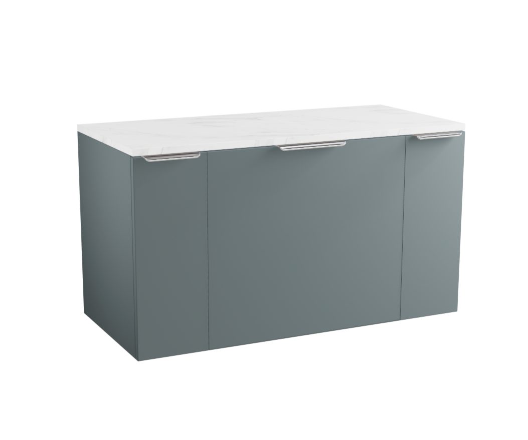 MyLife Keva 200+600+200mm 3 Drawer Wall Mounted Unit & Optional Worktop – Lead Grey Matt