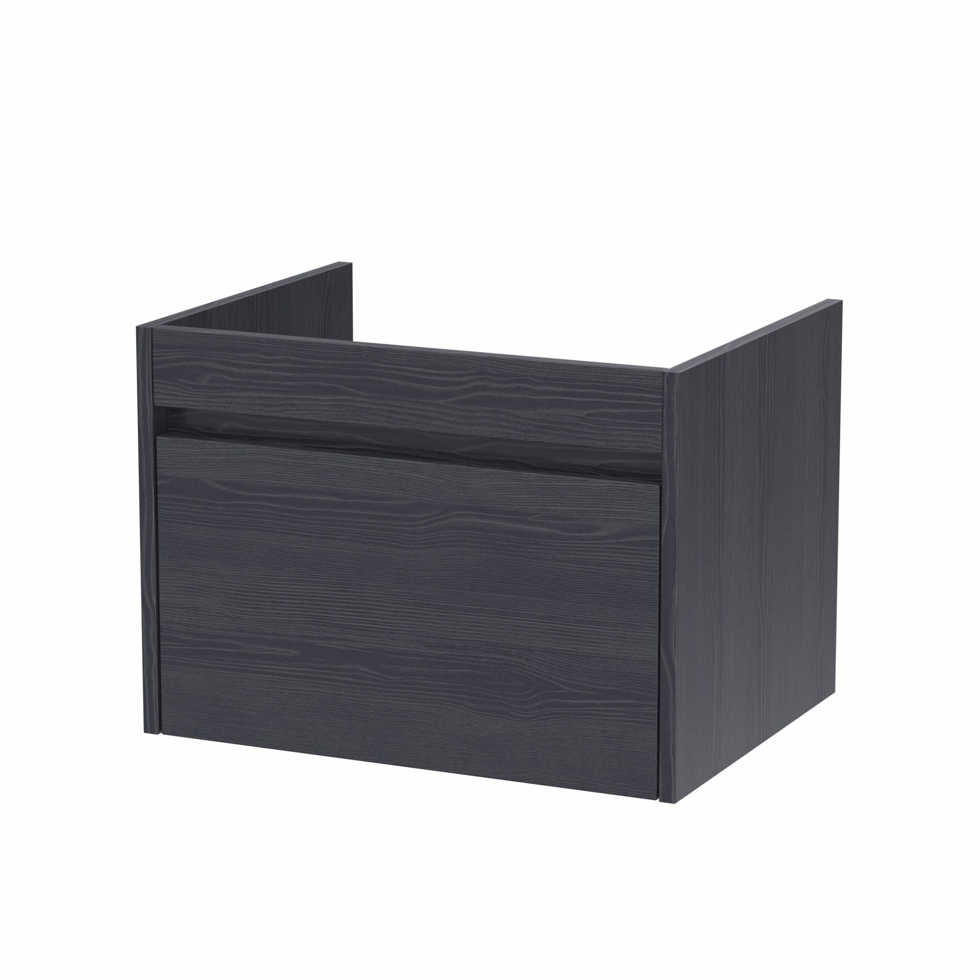 Nuie Lux Loftwood 600mm 1 Drawer Wall Hung Vanity Unit – Graphite Grey