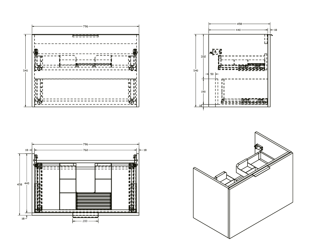 MyLife Keva 800mm 1 Drawer Wall Mounted Unit & Ceramic Basin – White Gloss
