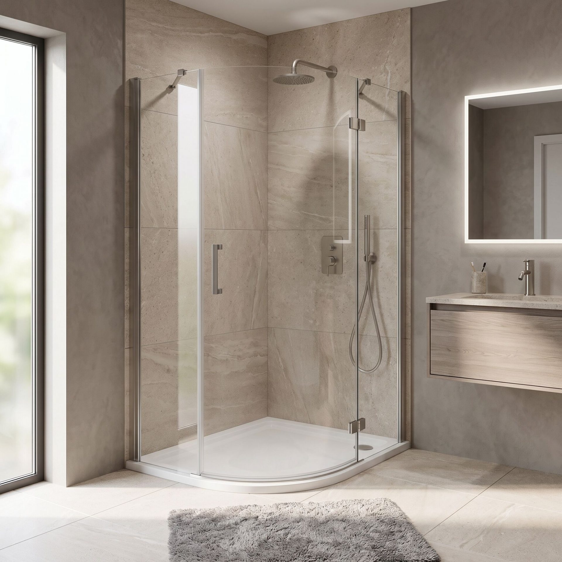Nuie 40mm Slimline Offset Quadrant Shower Tray – Gloss White