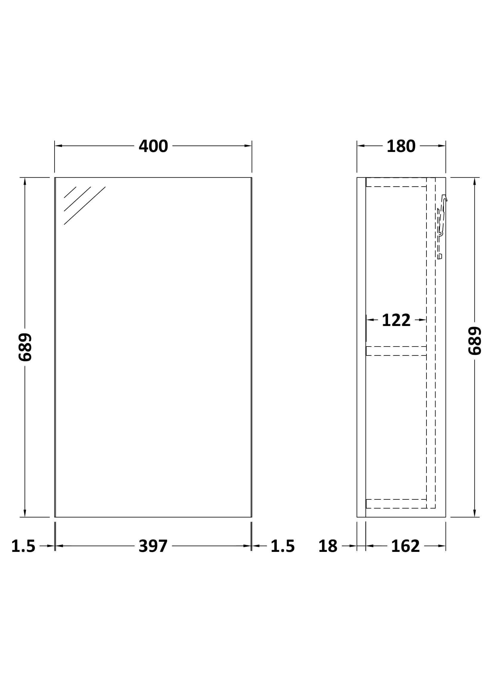 Nuie Lux Krest 400mm 1 Door Wall Mirror Cabinet – Matt White