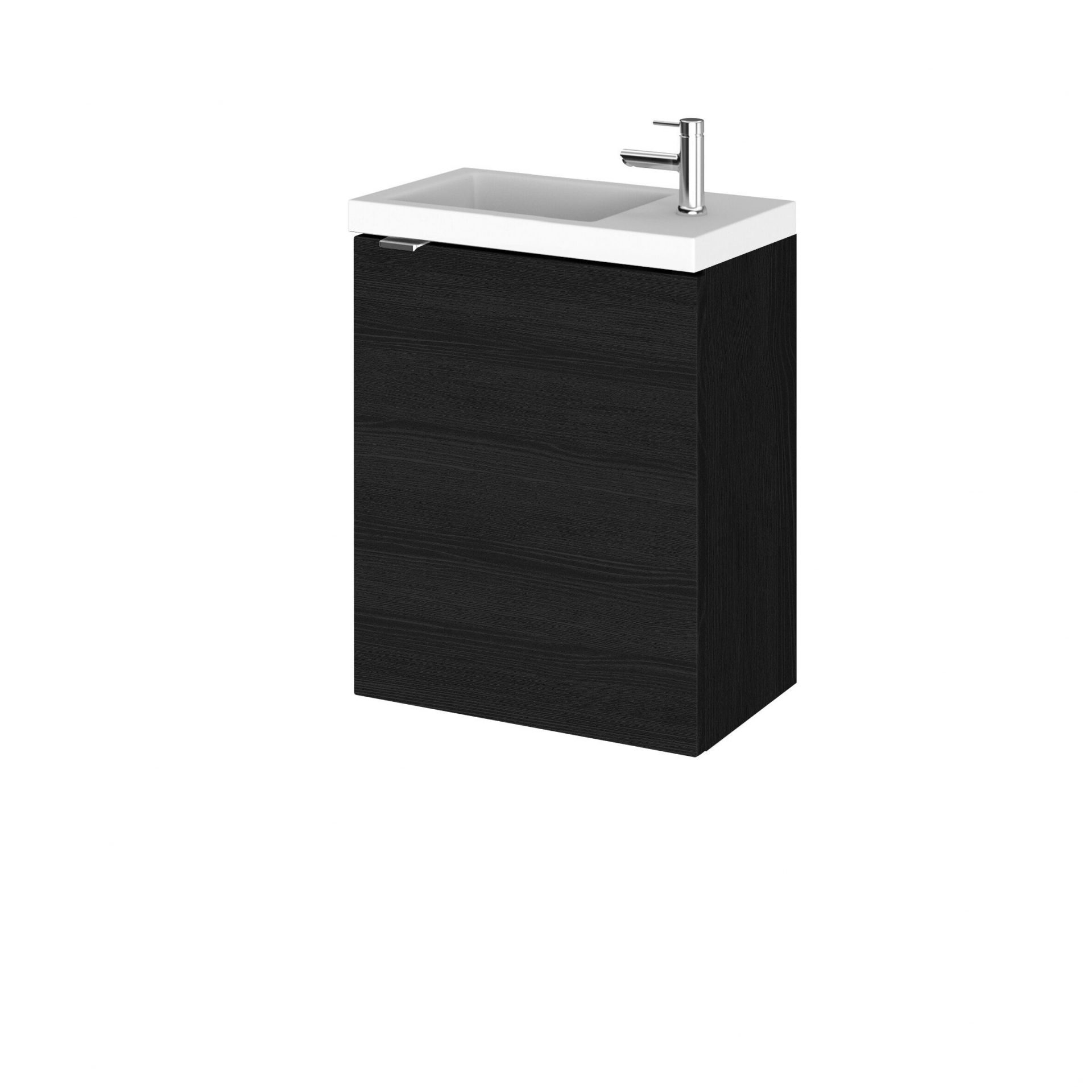 Hudson Reed Fusion Slimline 400mm 1 Door Wall Hung Vanity Unit & Basin – Charcoal Black