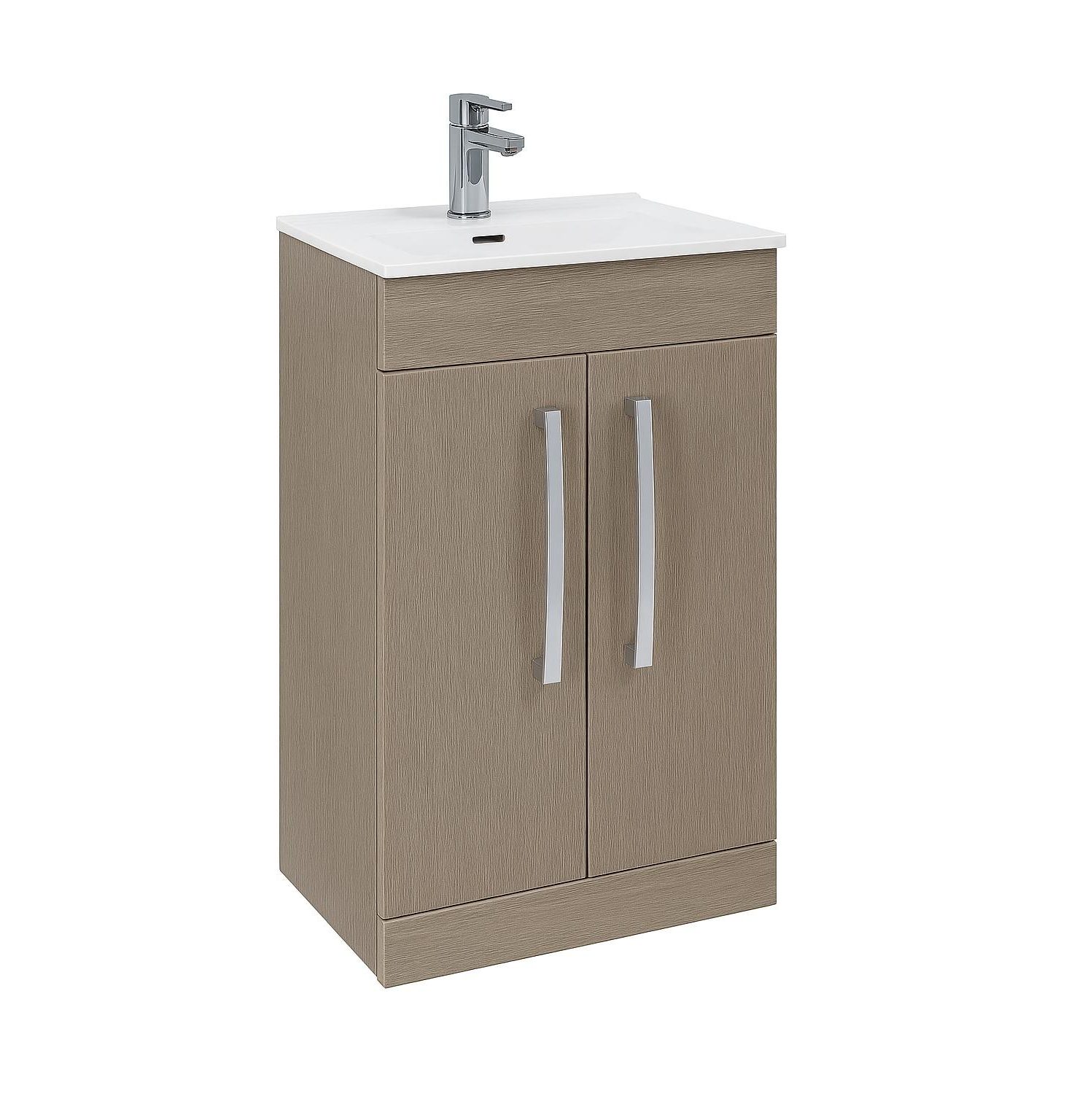 Aqua Aquatrend 600mm 2 Door Floorstanding Unit & Basin – Oak