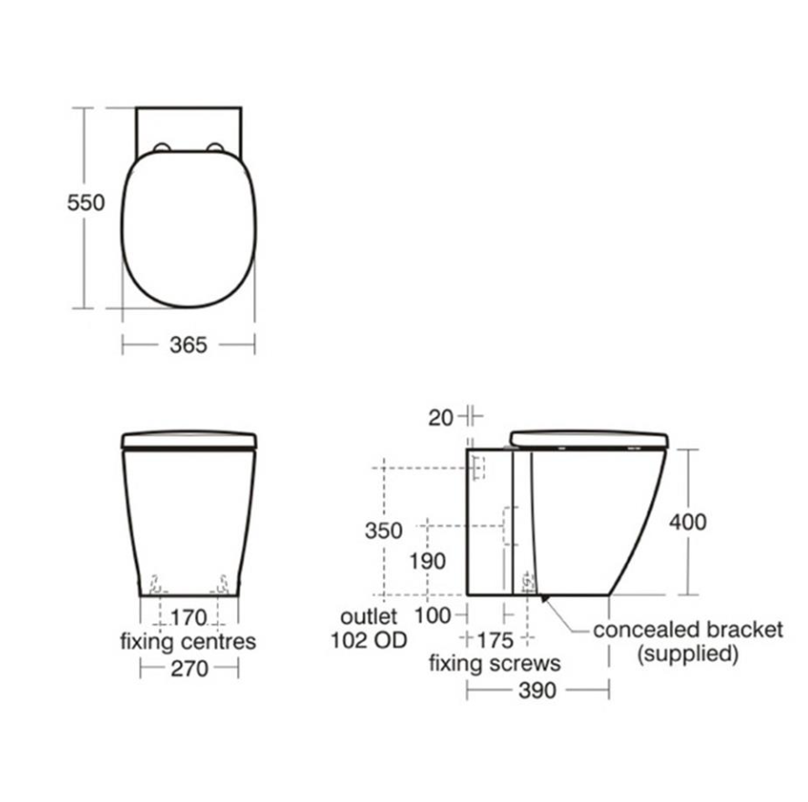 Armitage Shanks Edit R Back-To-Wall Toilet Bowl With Horizontal Outlet